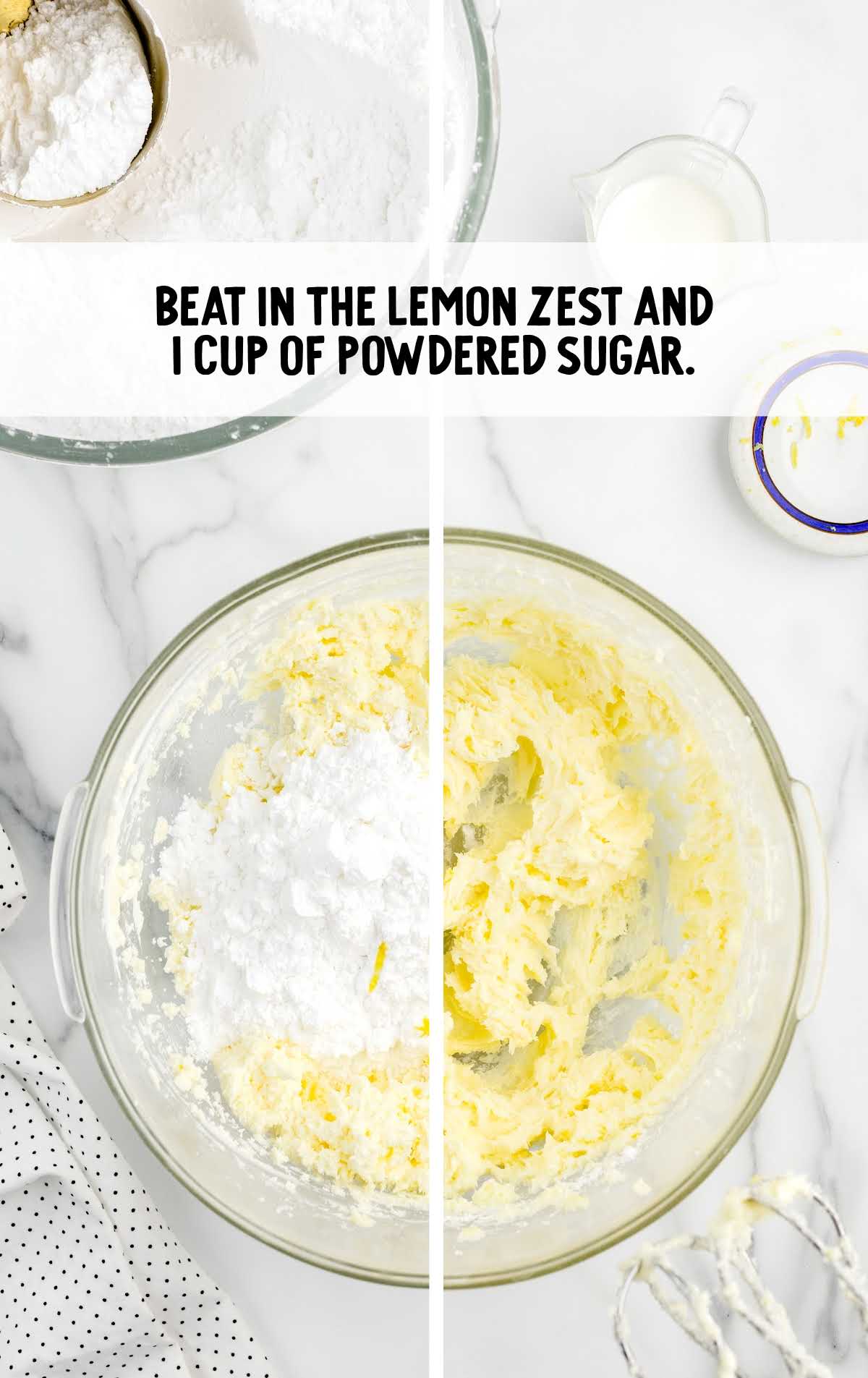 lemon zest and powder sugar blended together