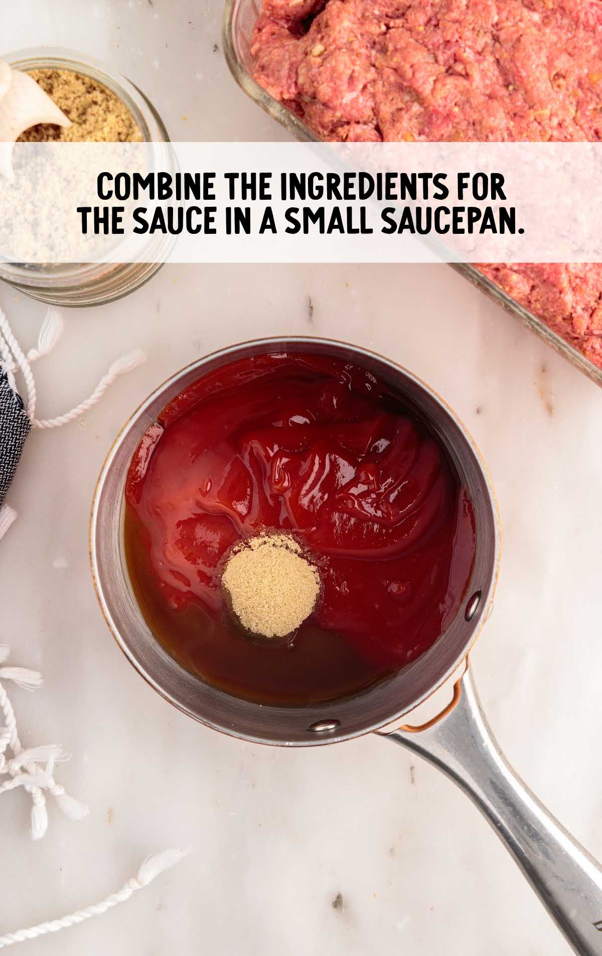 sauce ingredients combined in a saucepan