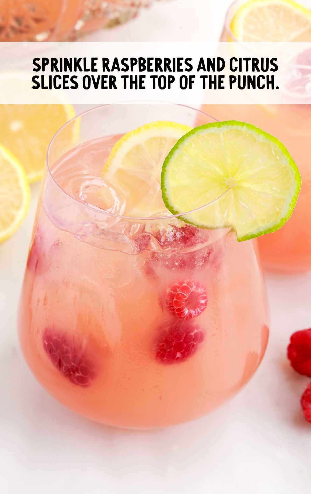 Party Punch in a glass with slices of lemon and lime