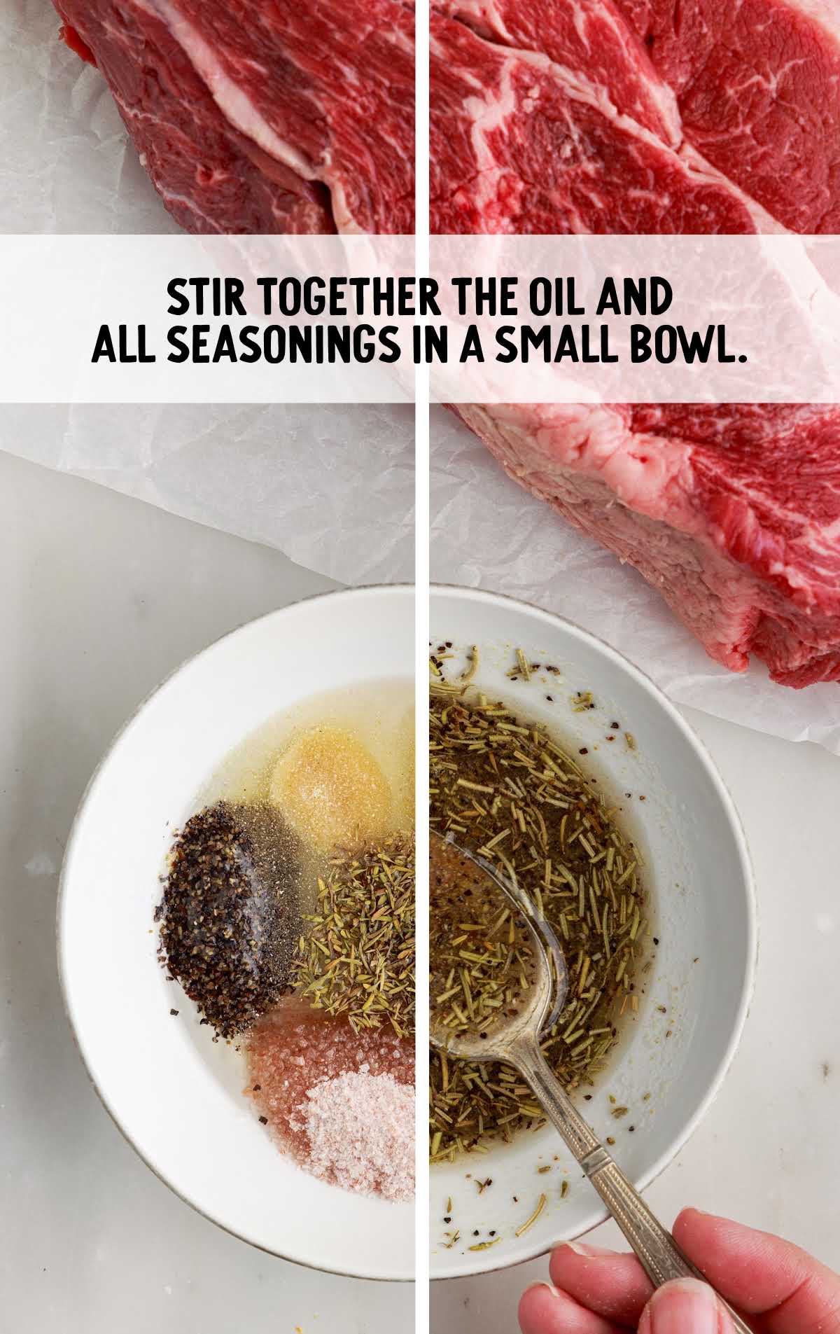 oil and all seasonings stirred together in a bowl