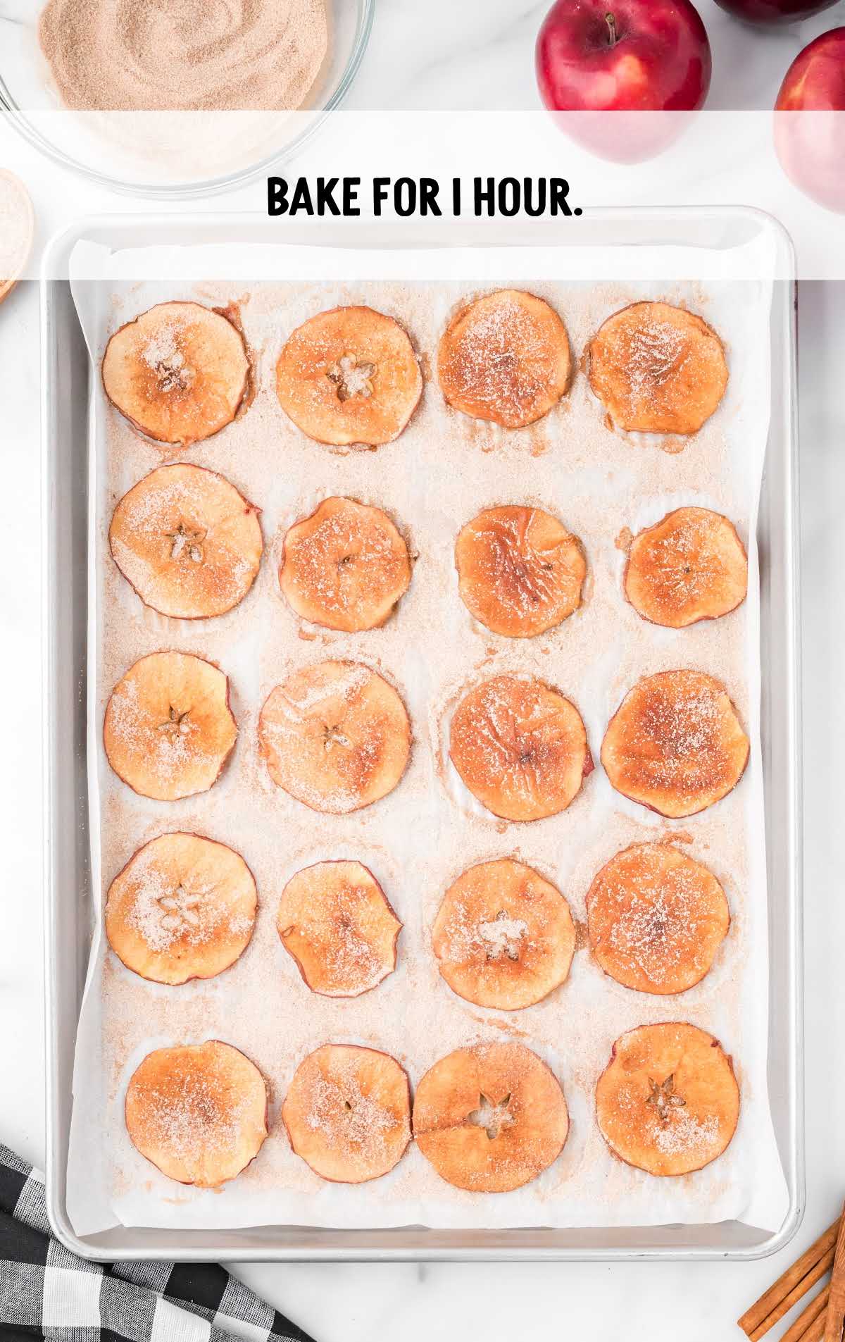 Apple Chips baked on a baking dish