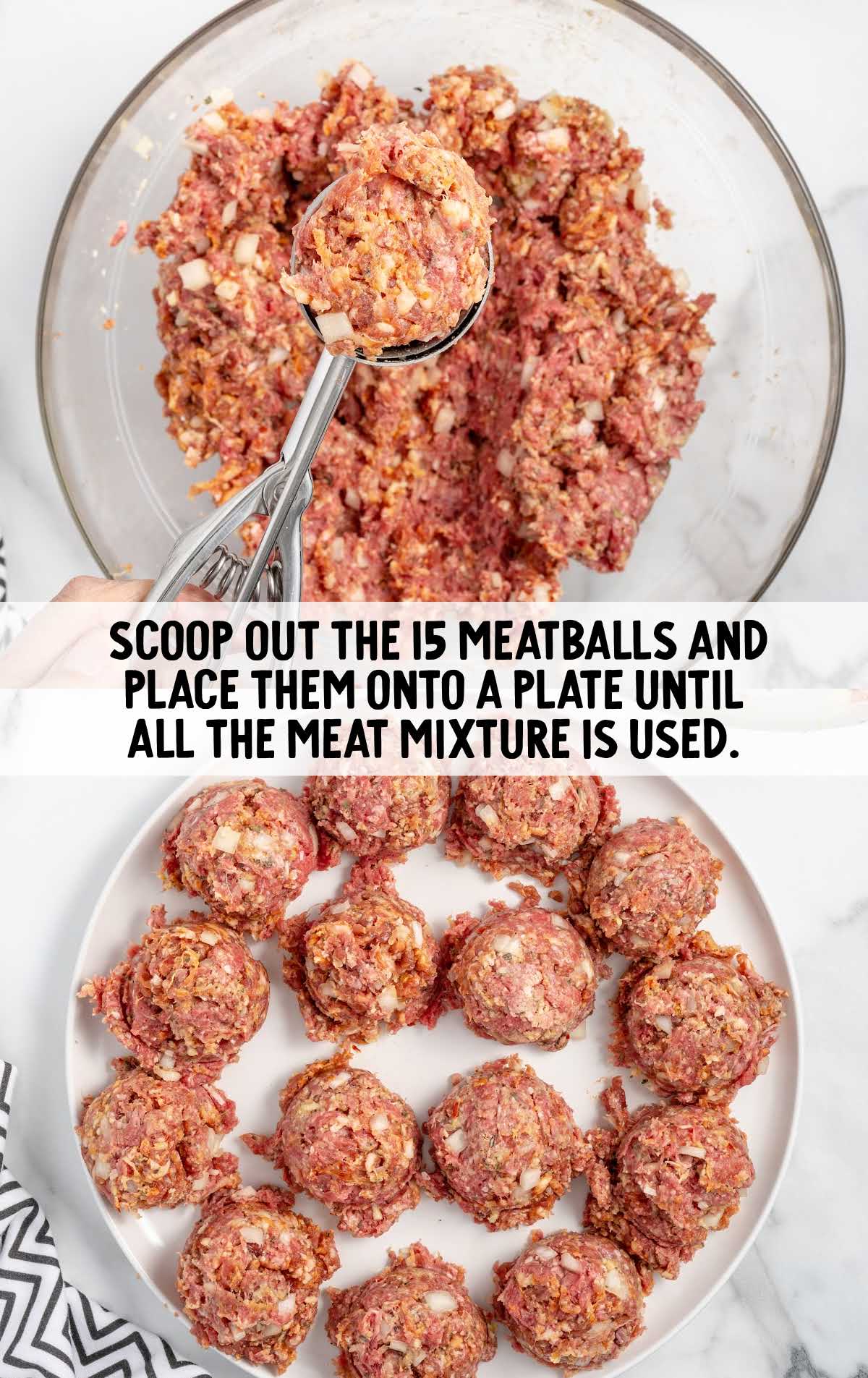meatball mixture scooped out to form 15 meatballs