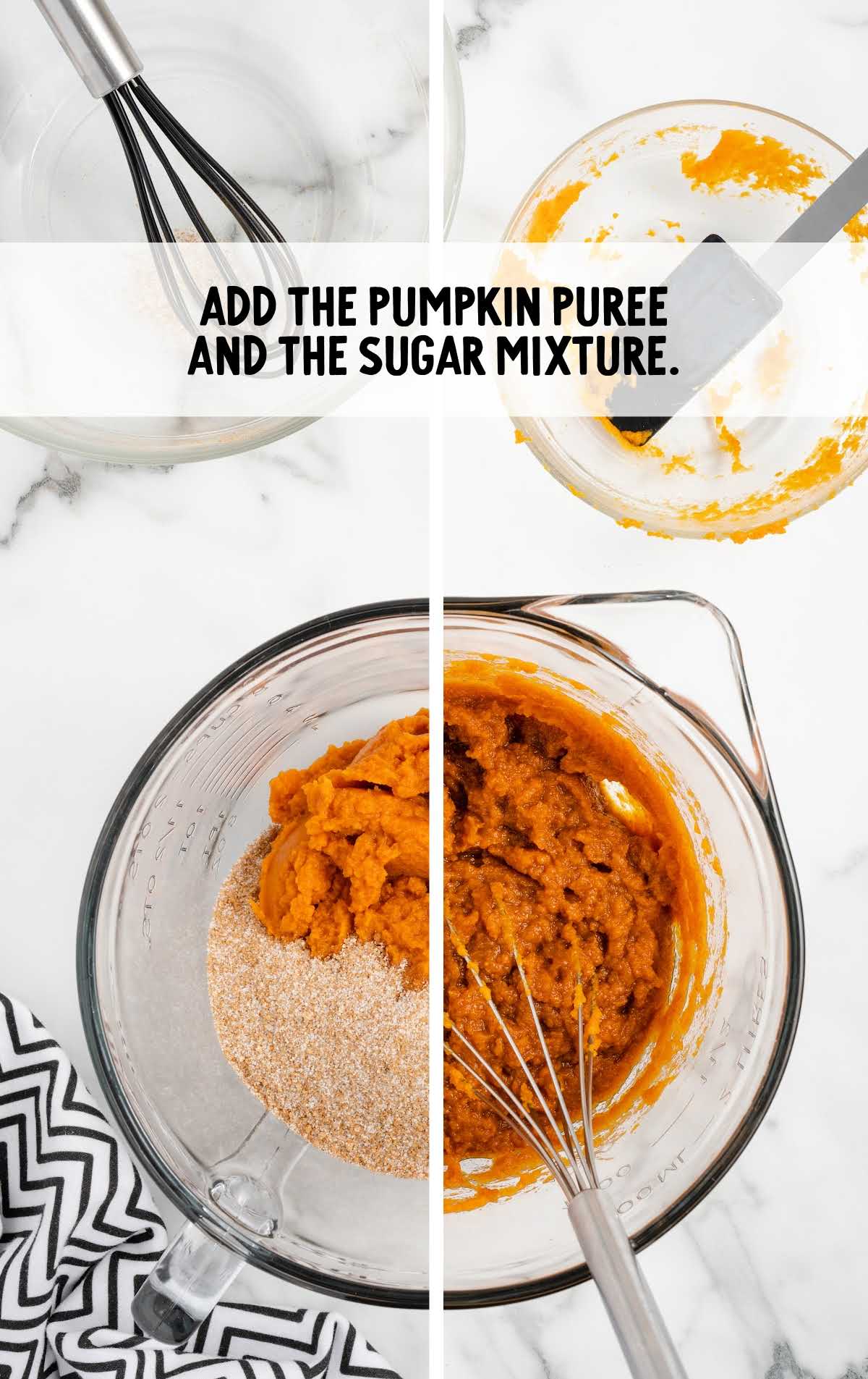 pumpkin puree and sugar mixture combined