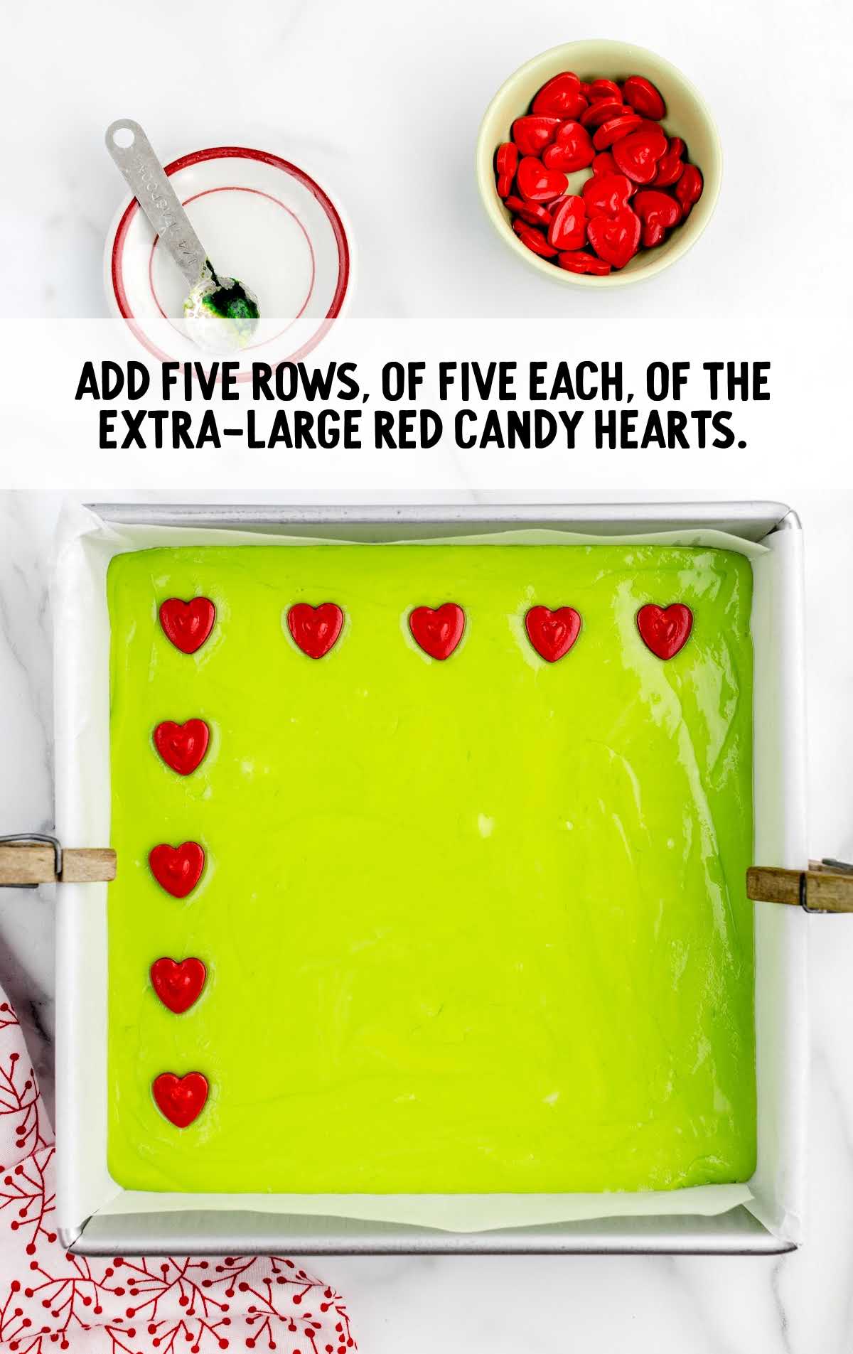 extra large red candy hearts added