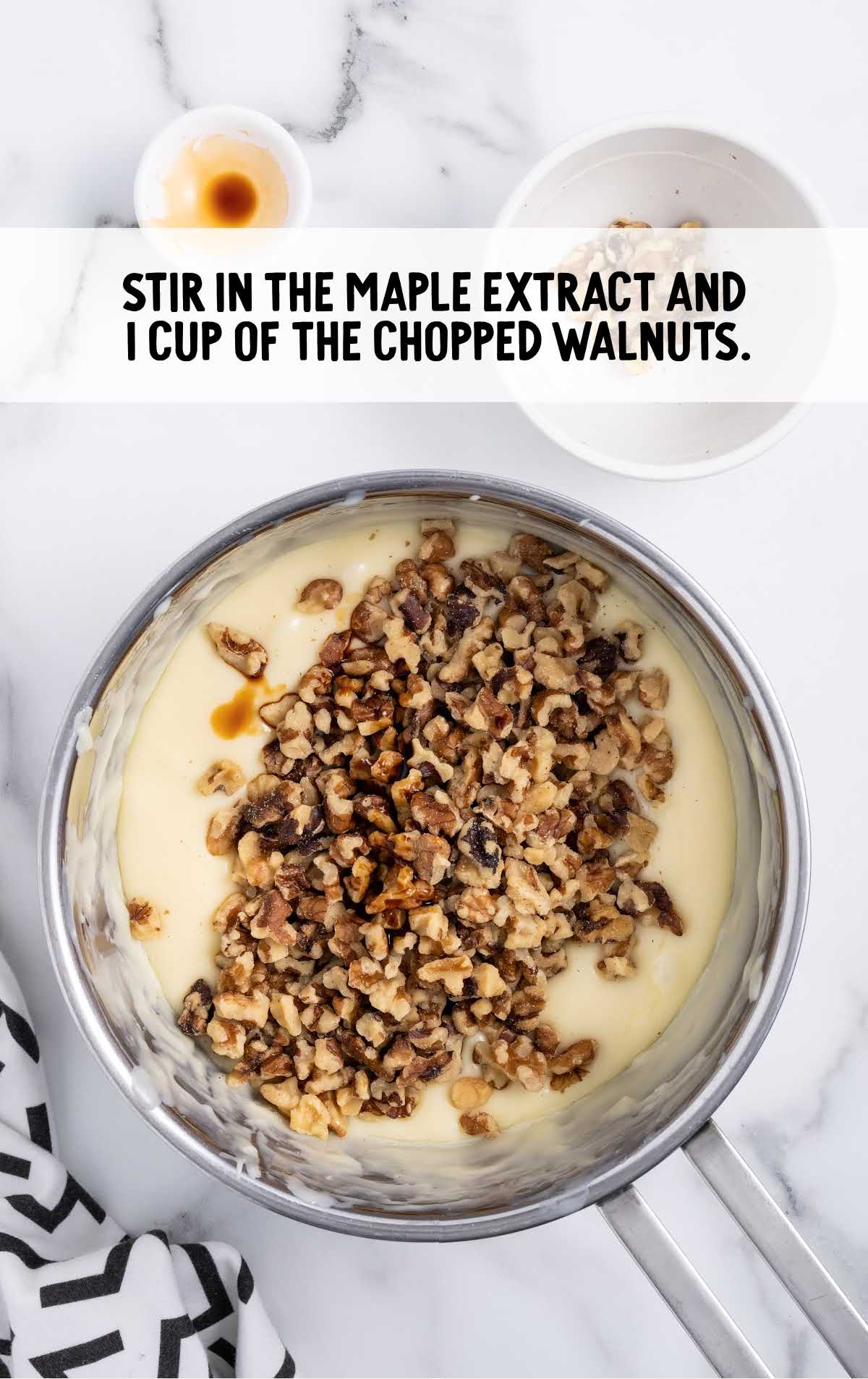 maple extract and chopped walnuts stirred together