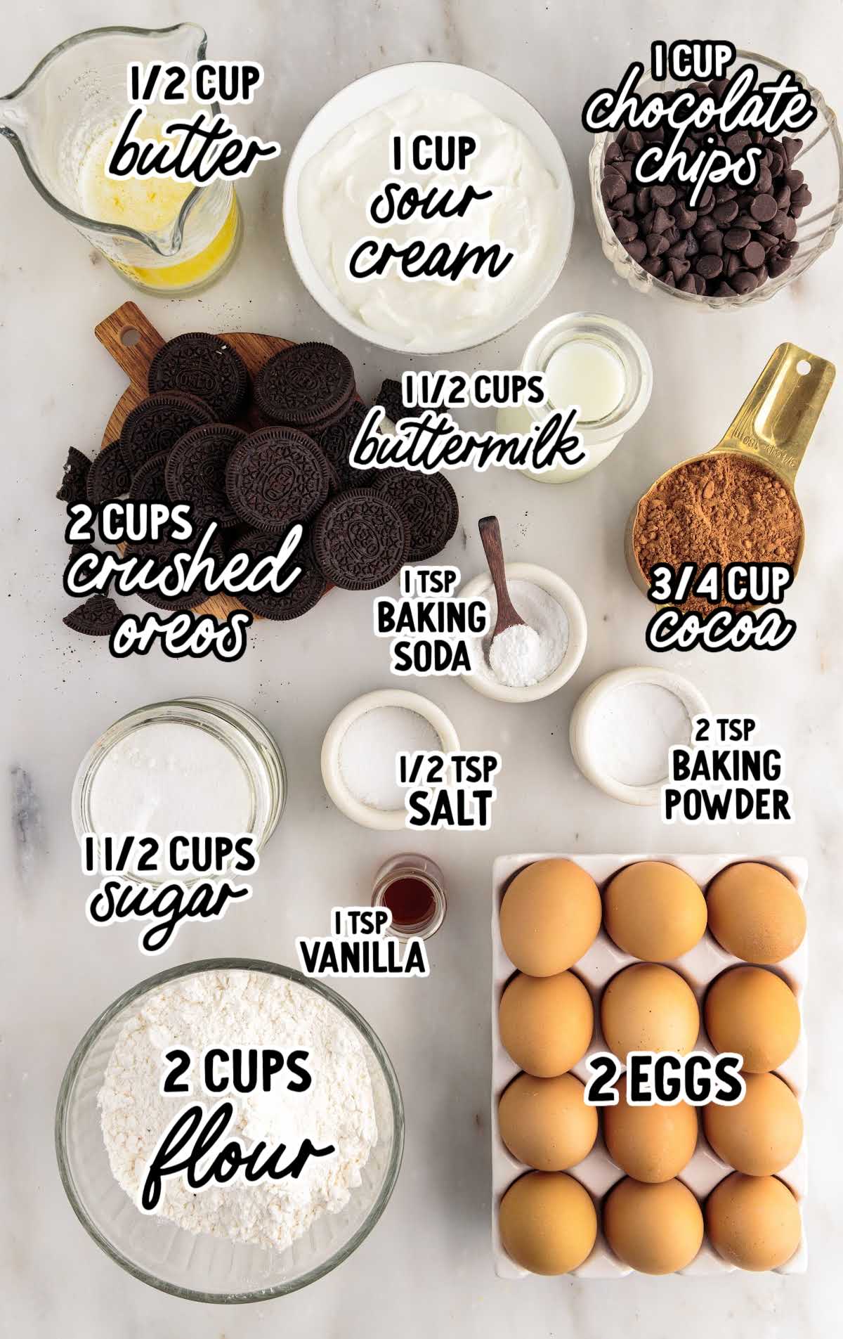 Oreo Muffin raw ingredients that are labeled