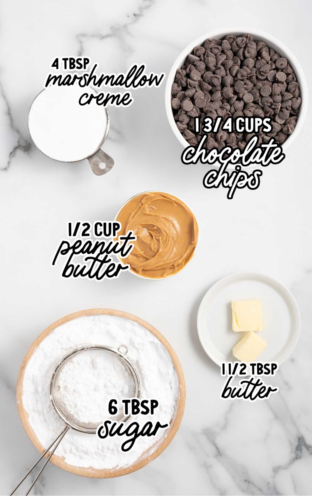 Peanut Butter Marshmallow Cups raw ingredients that are labeled