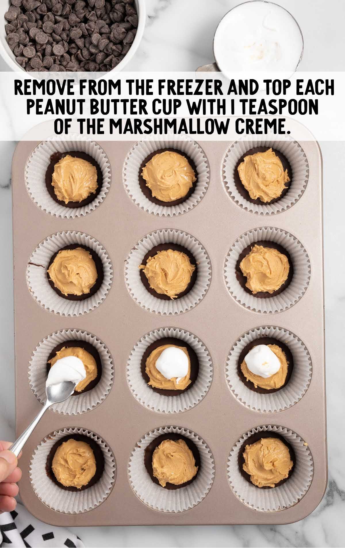 peanut butter cups topped with marshmallow creme