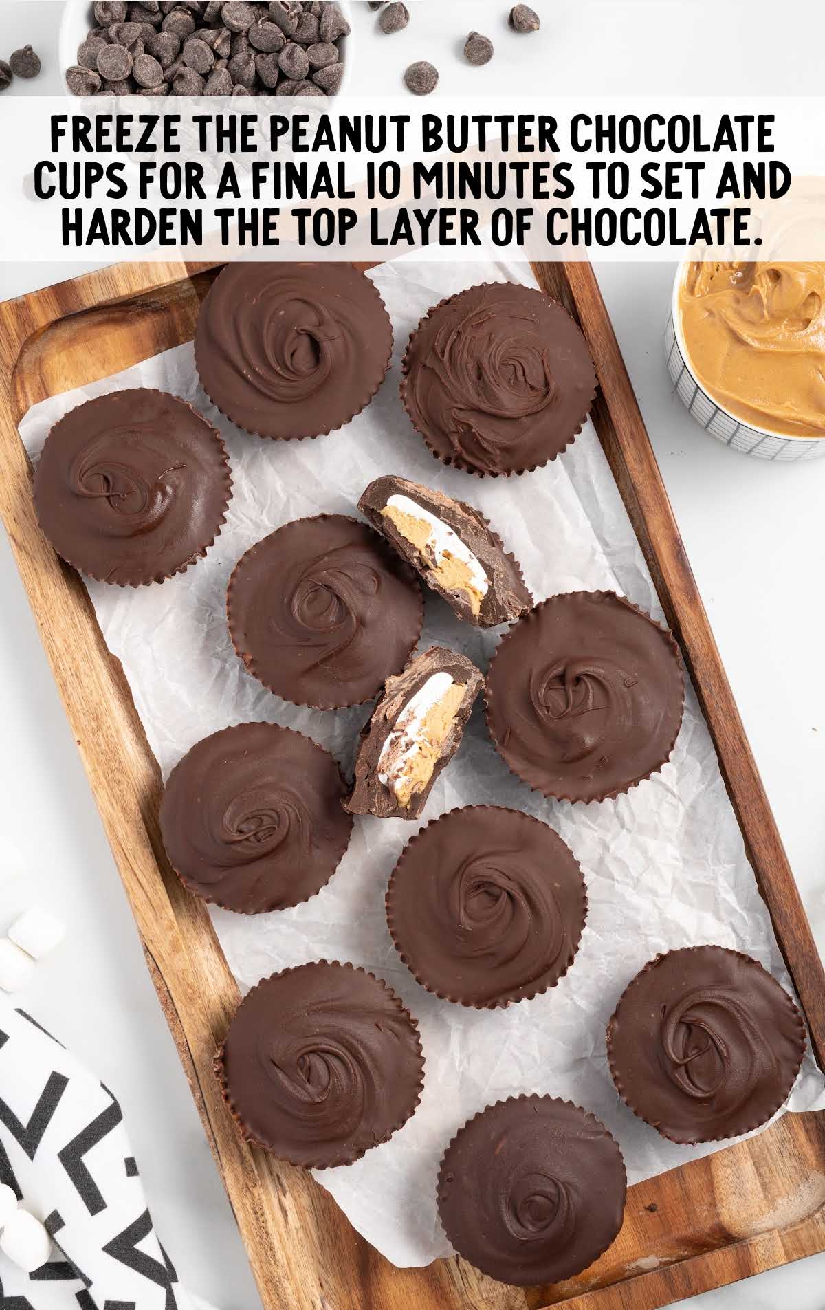 freeze peanut butter cups for 10 minutes