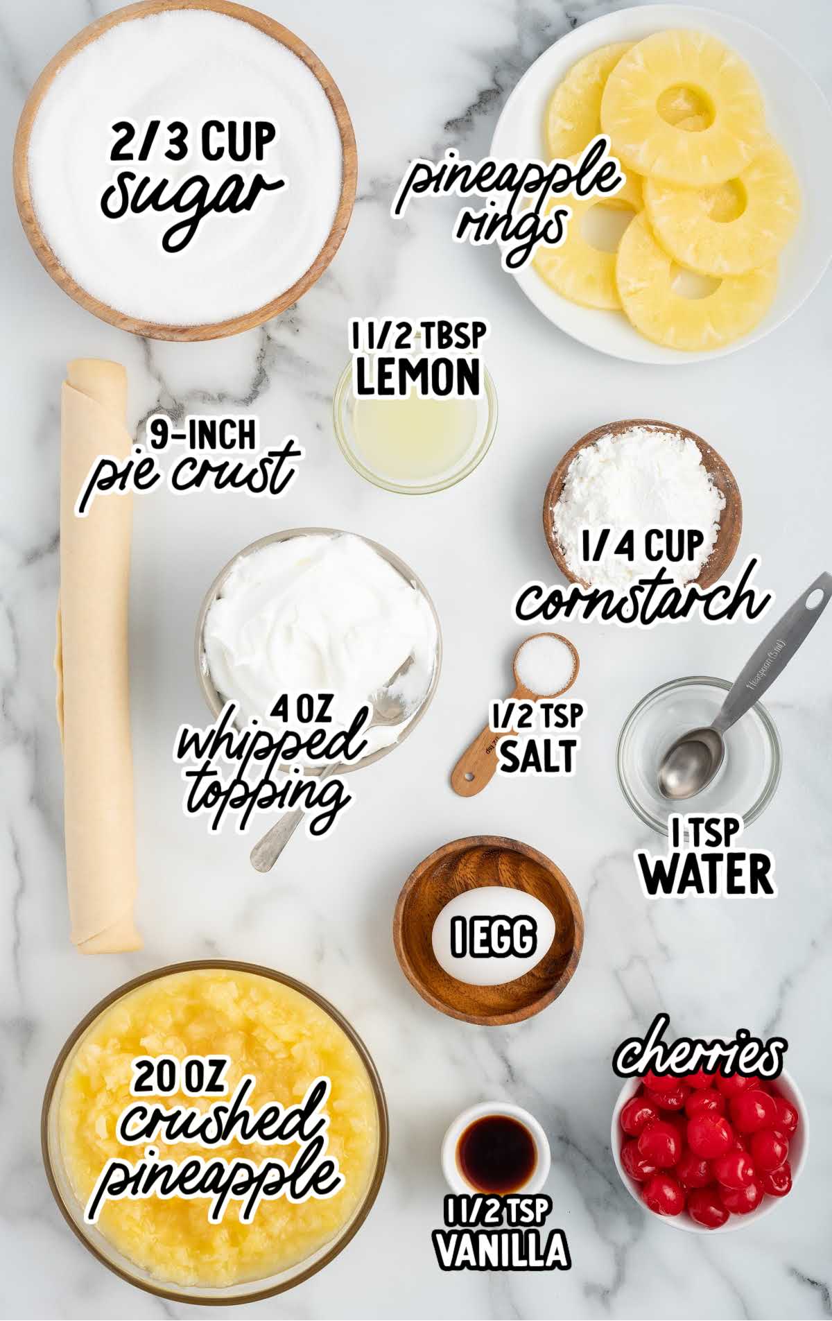 Pineapple Pie raw ingredients that are labeled
