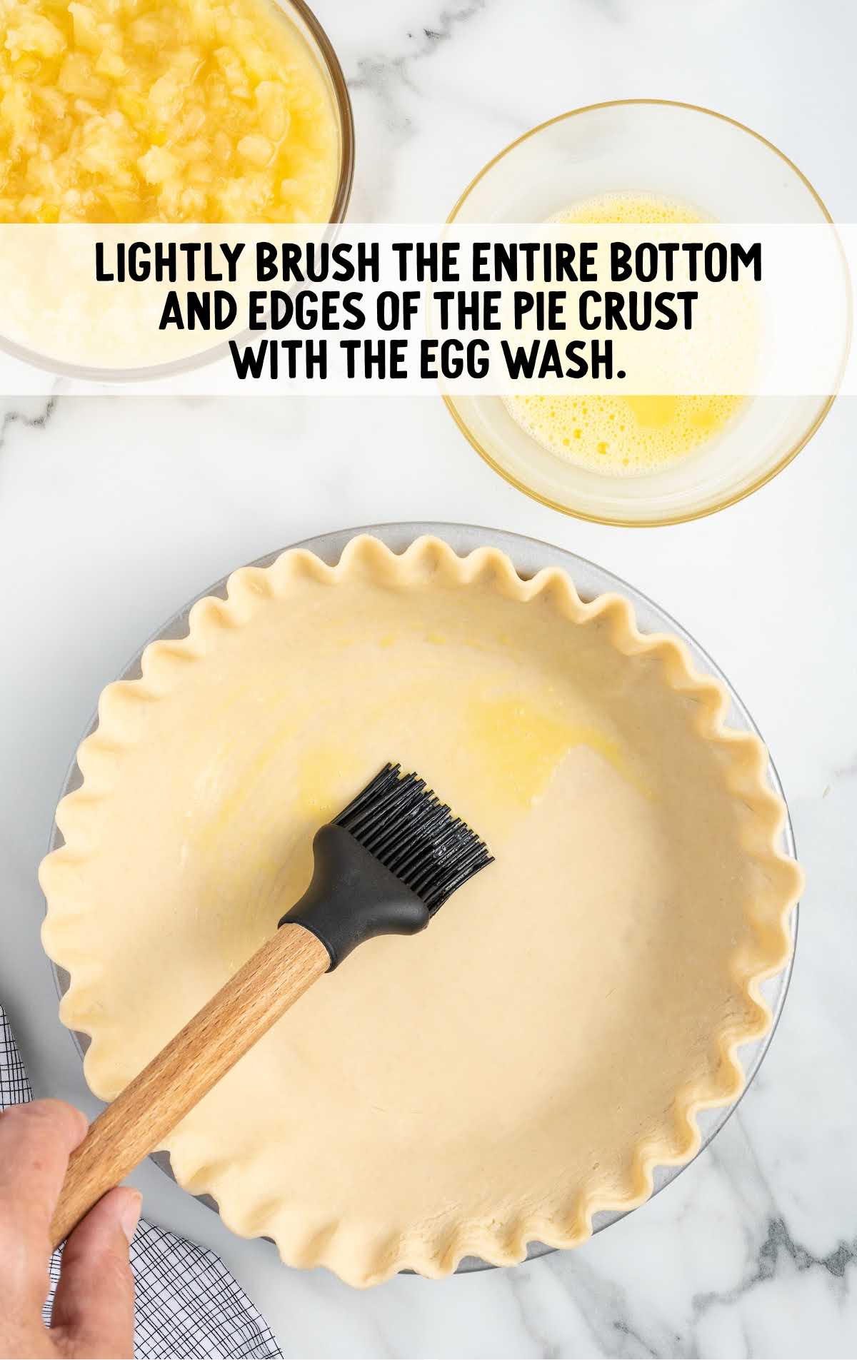 egg wash brushed on the bottom and edges of the pie crust