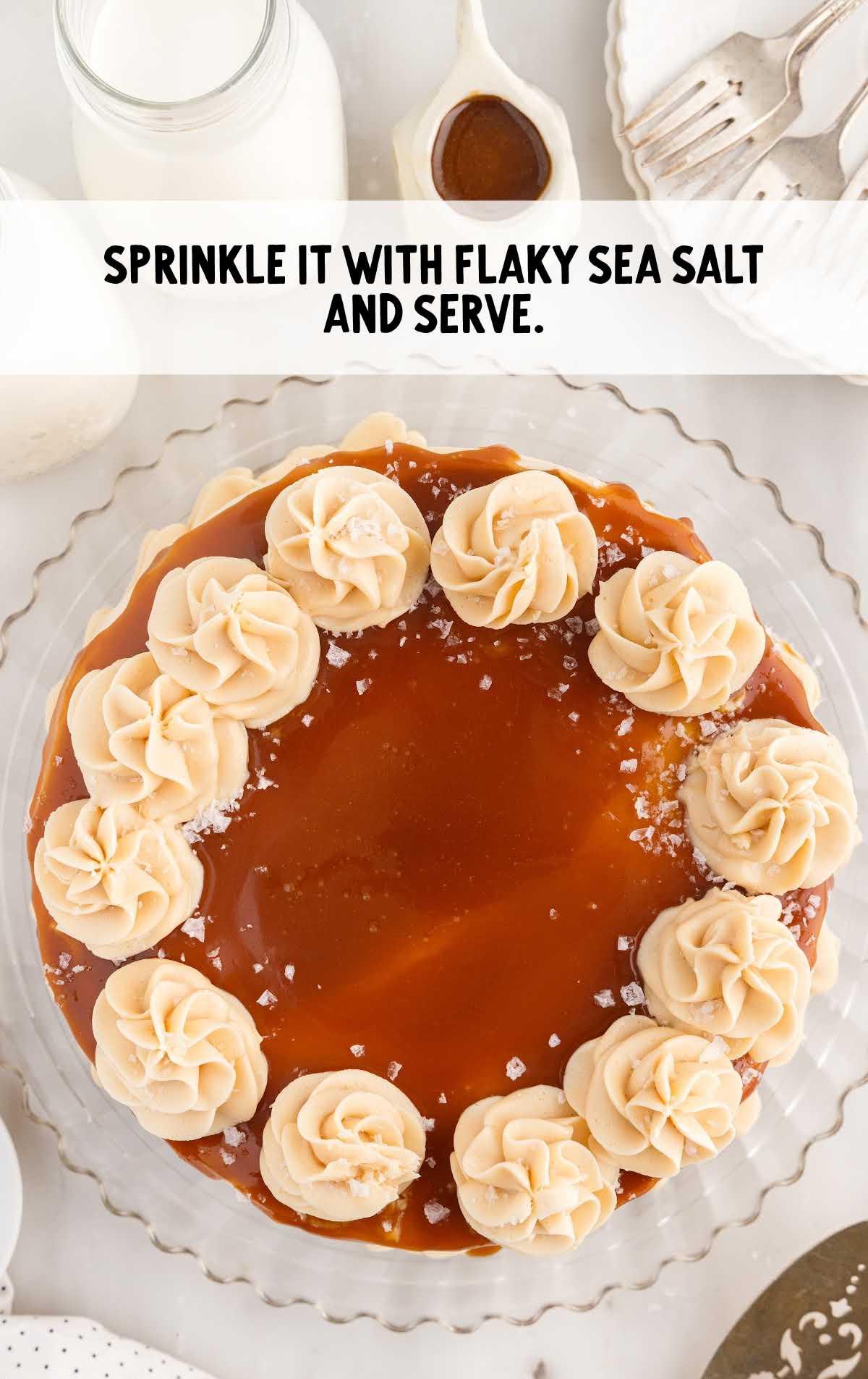 cake sprinkled with flaky sea salt on the top