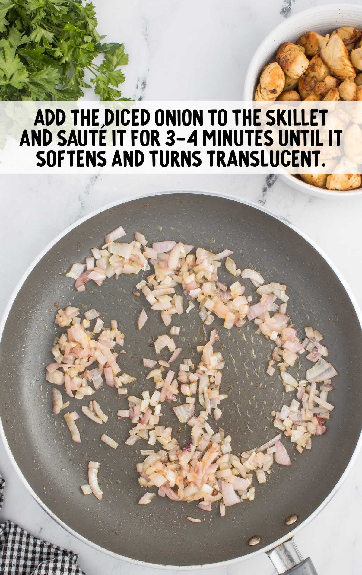 diced onion added to the skillet