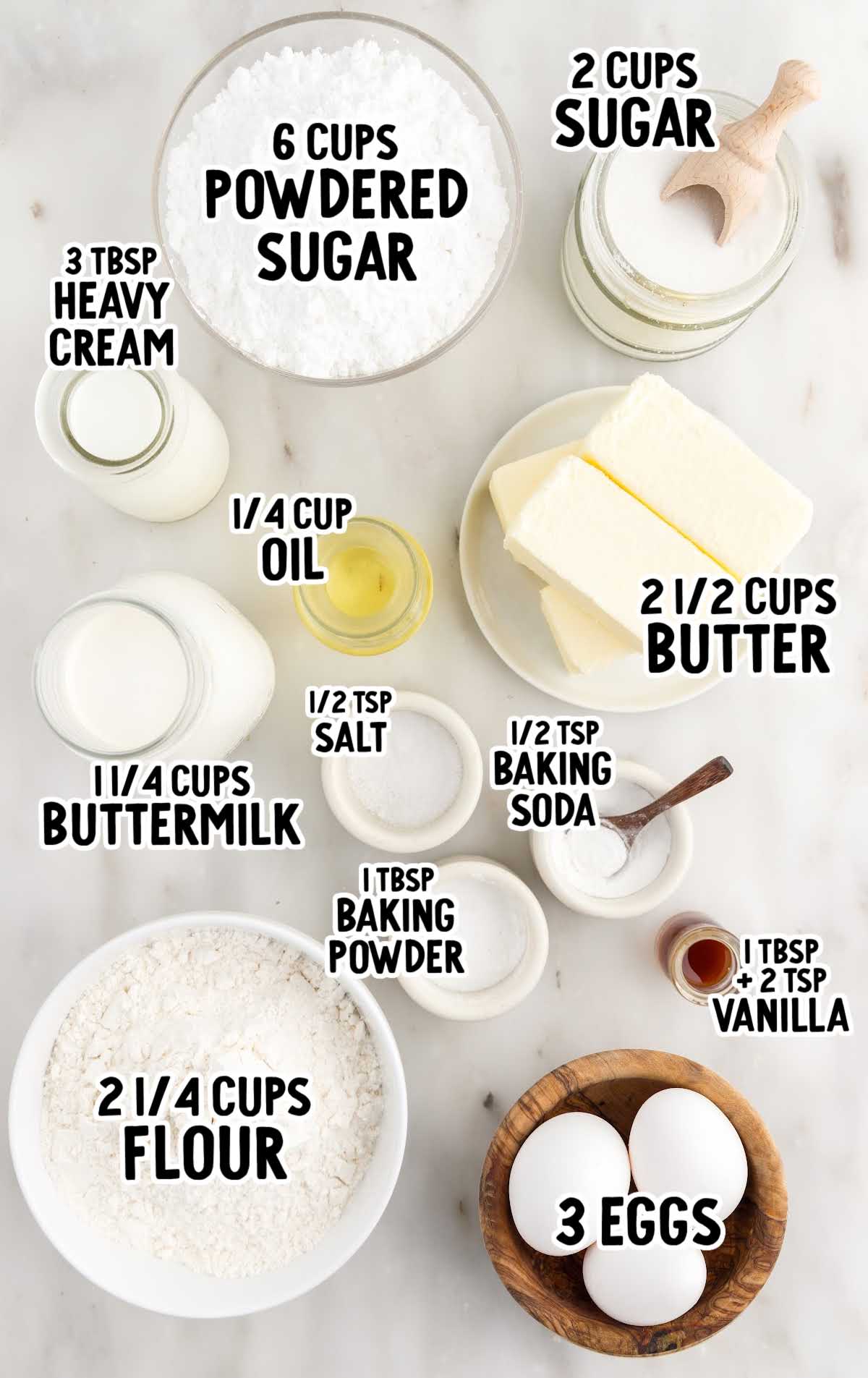 Vanilla Buttermilk Cake raw ingredients that are labeled