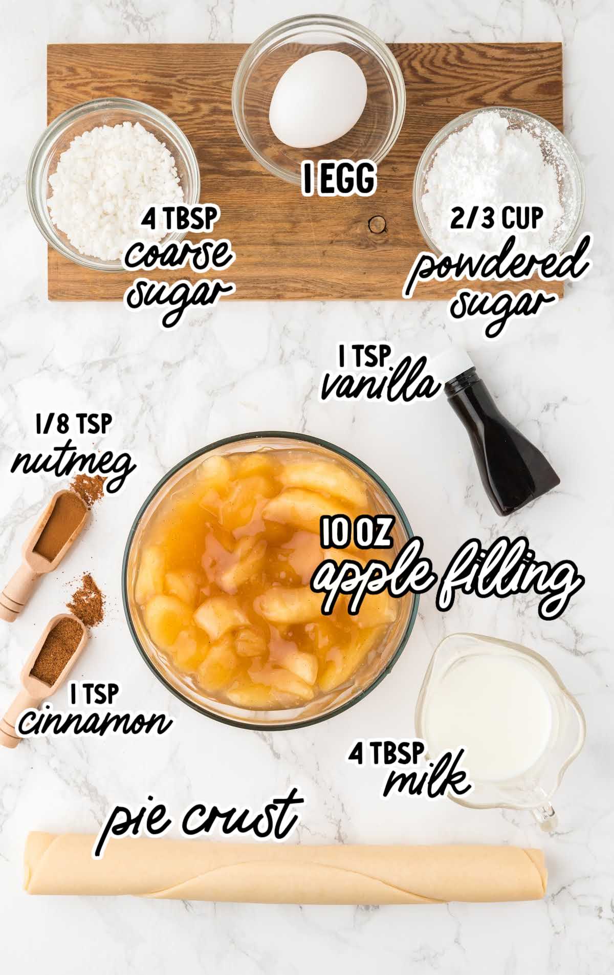 Air Fryer Apple Pie raw ingredients that are labeled