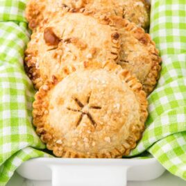 apple pies in a serving dish