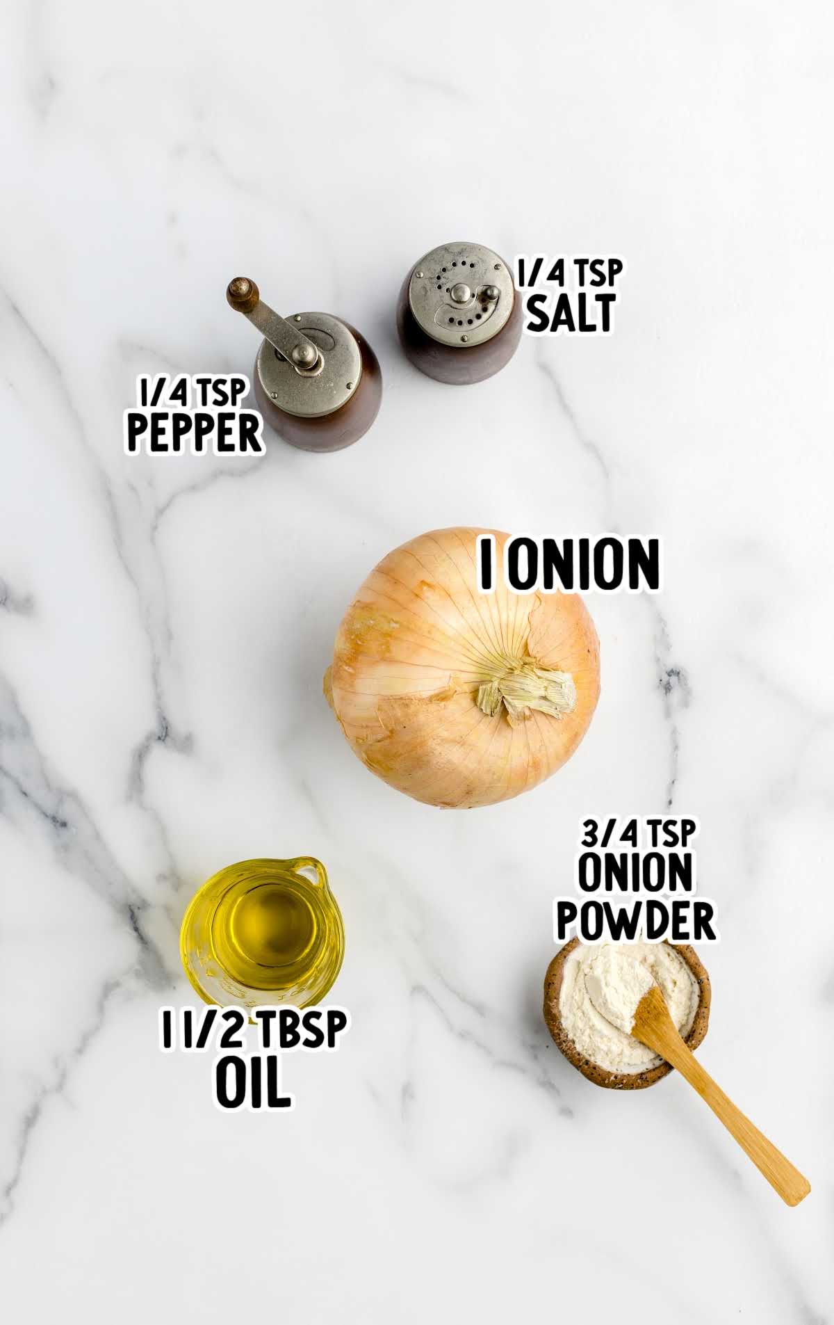 Air Fryer Onions raw ingredients that are labeled