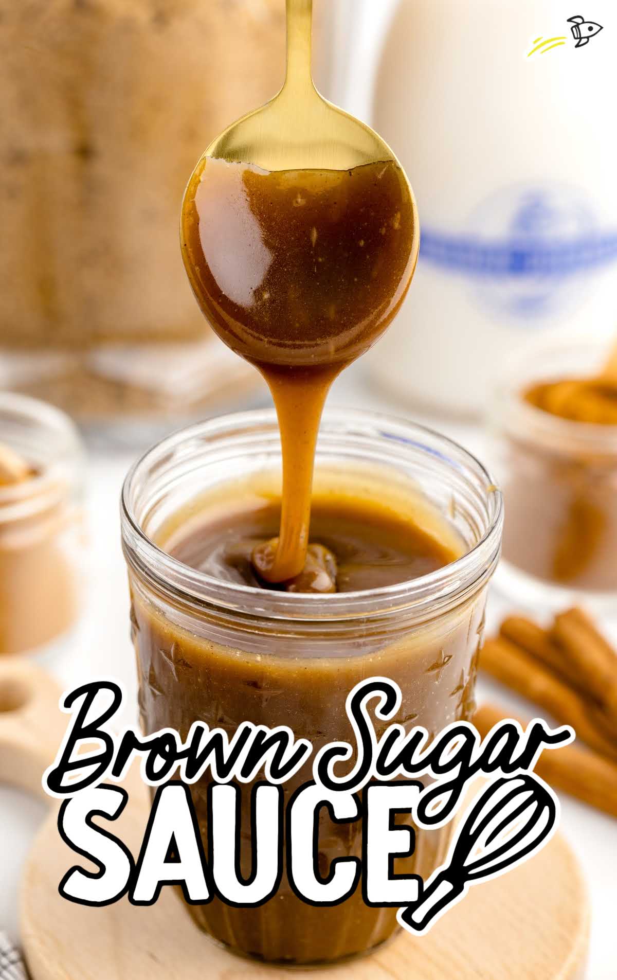 overhead shot of Brown Sugar Sauce with a spoon