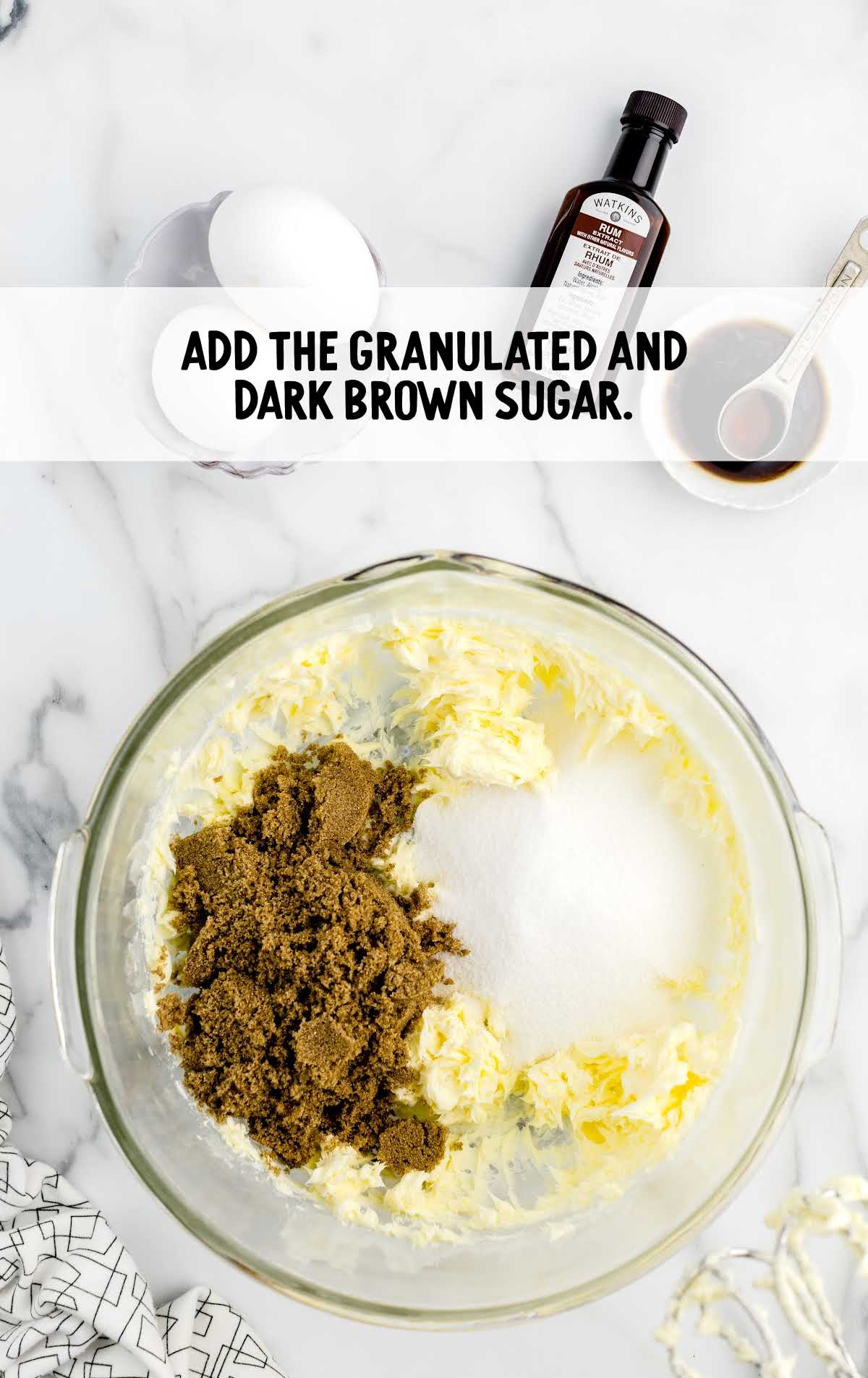granulated and dark brown sugar added