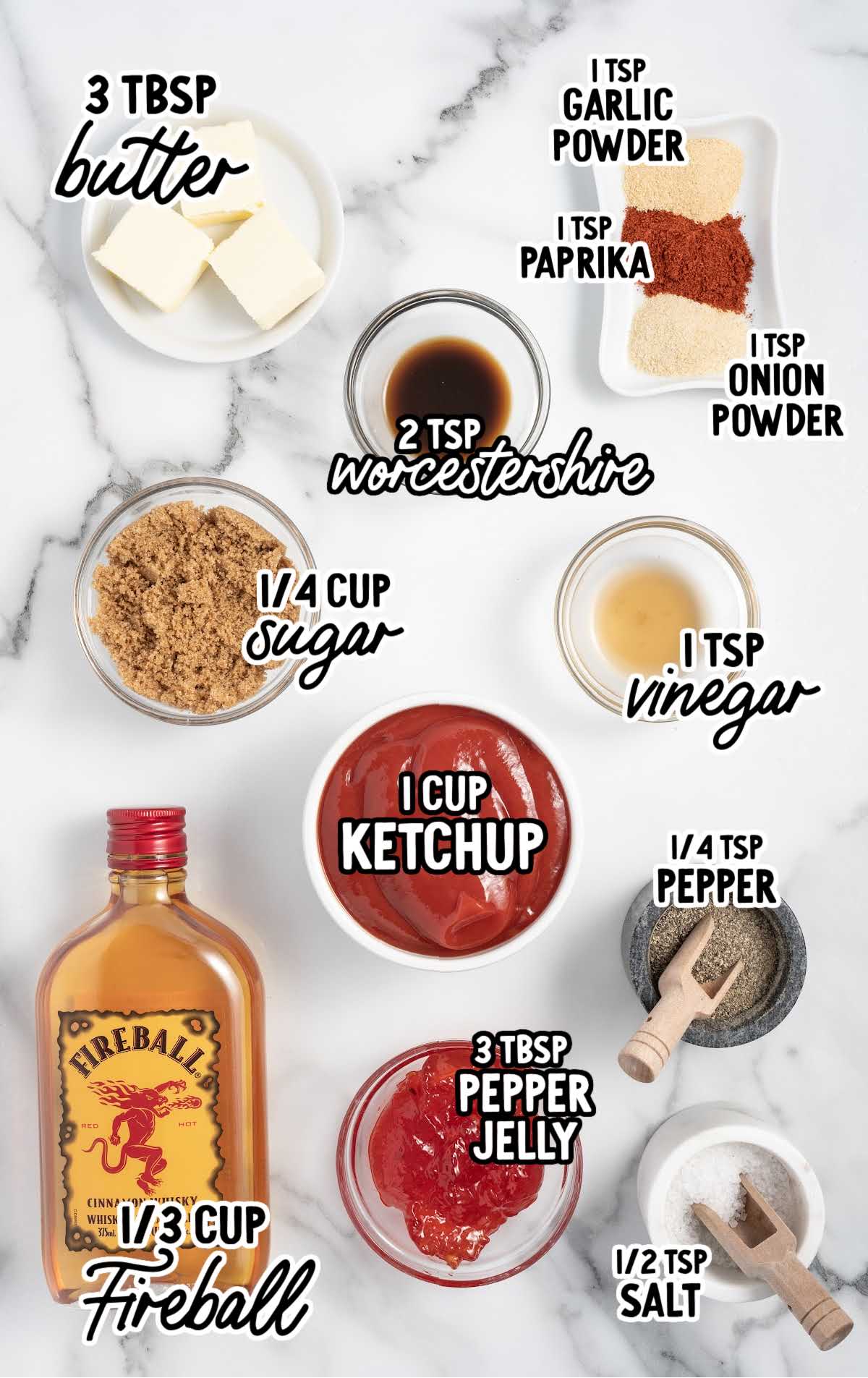 Fireball BBQ Sauce raw ingredients that are labeled