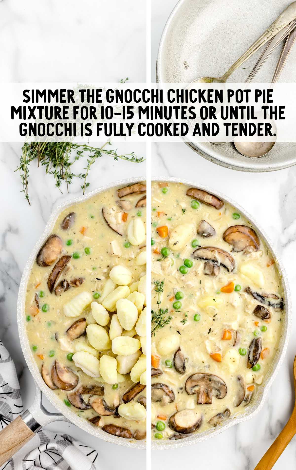 gnocchi chicken pot pie mixture simmered