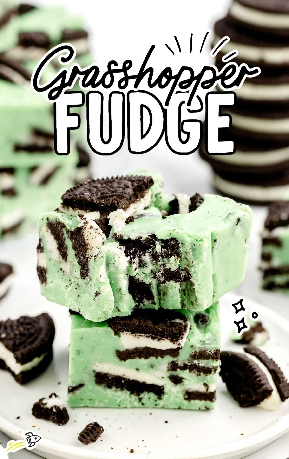 a close up shot of Grasshopper Fudge stacked on top of each other