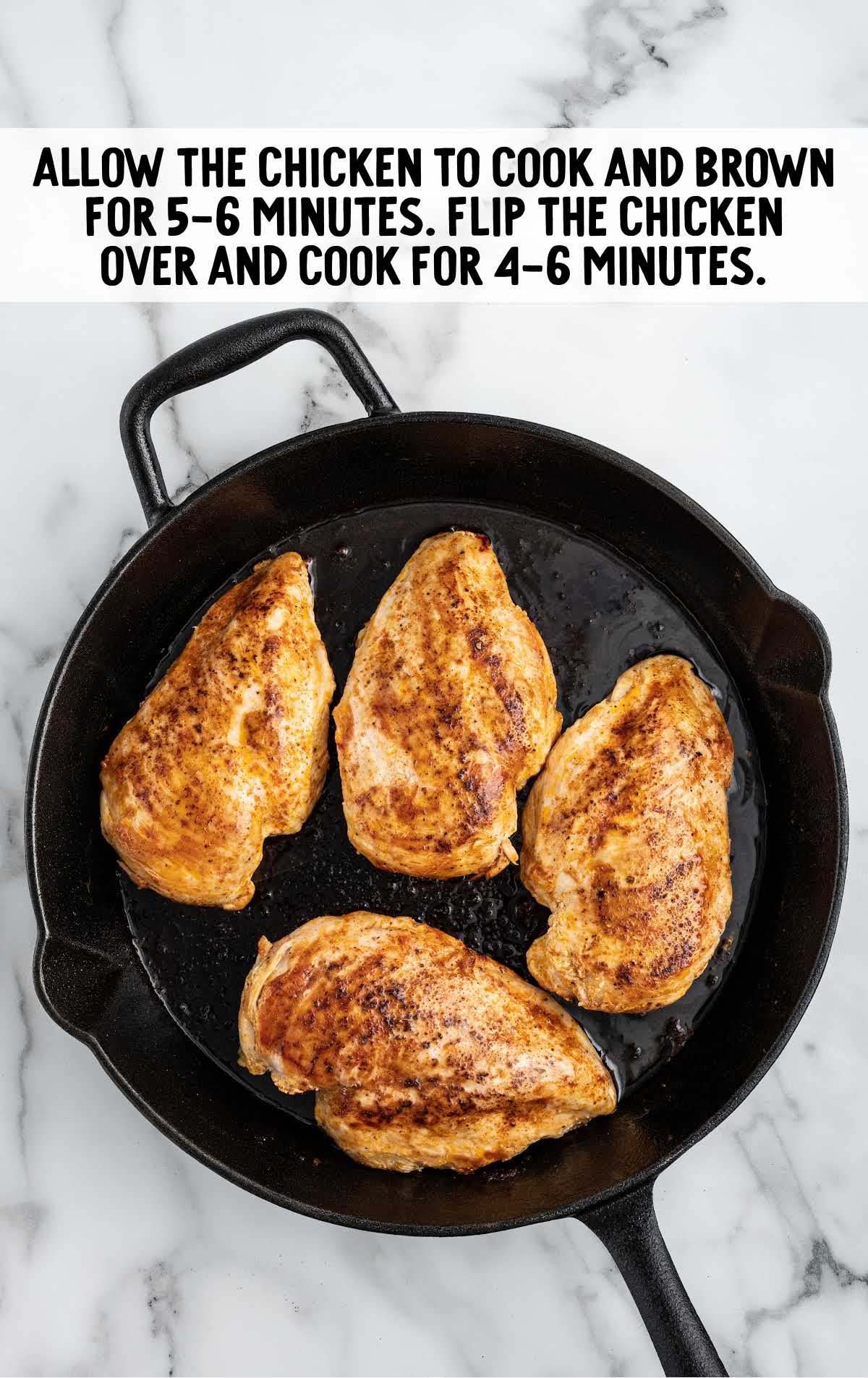 chicken cooked and browned for 4-6 minutes