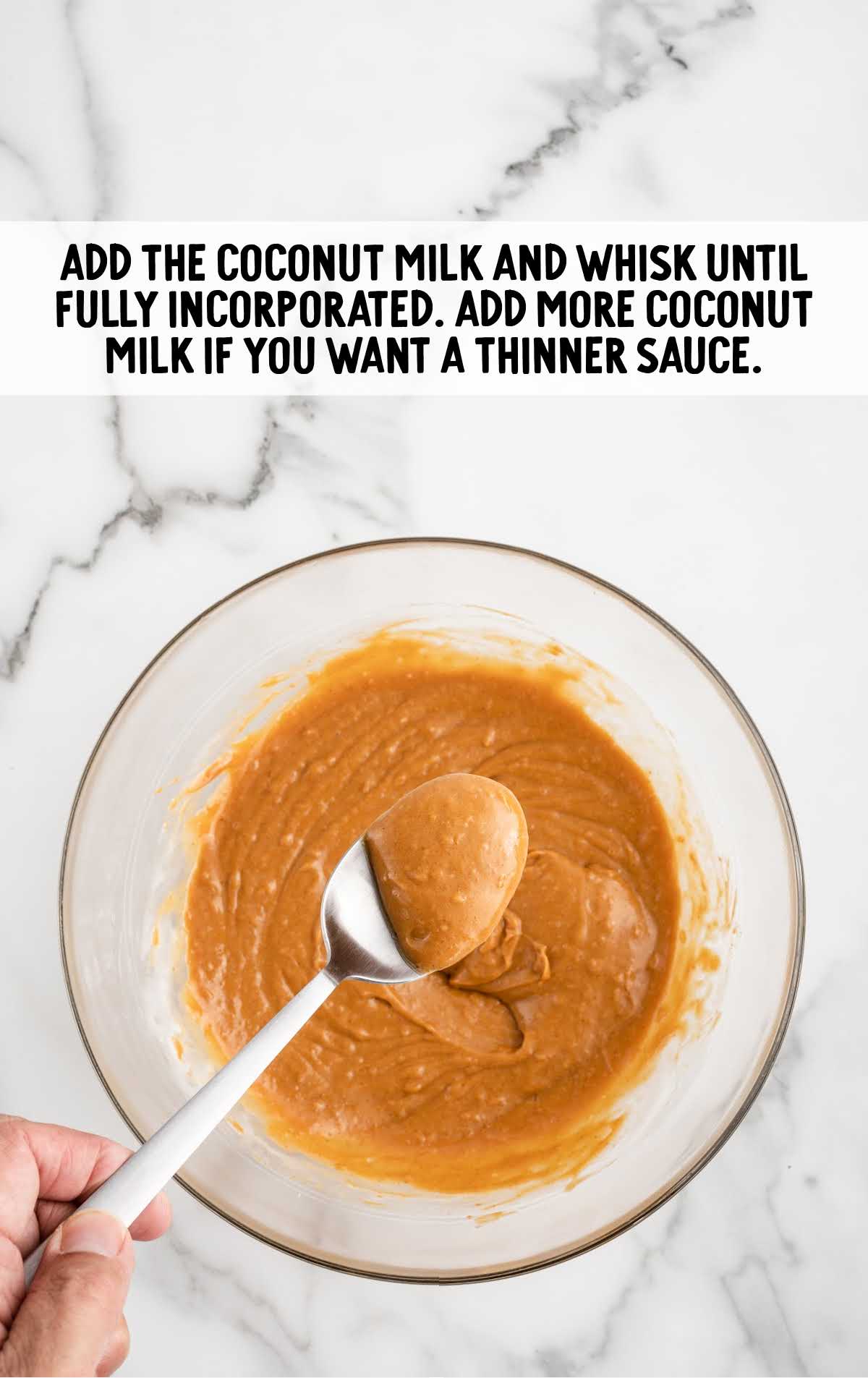 coconut milk added to the peanut butter mixture