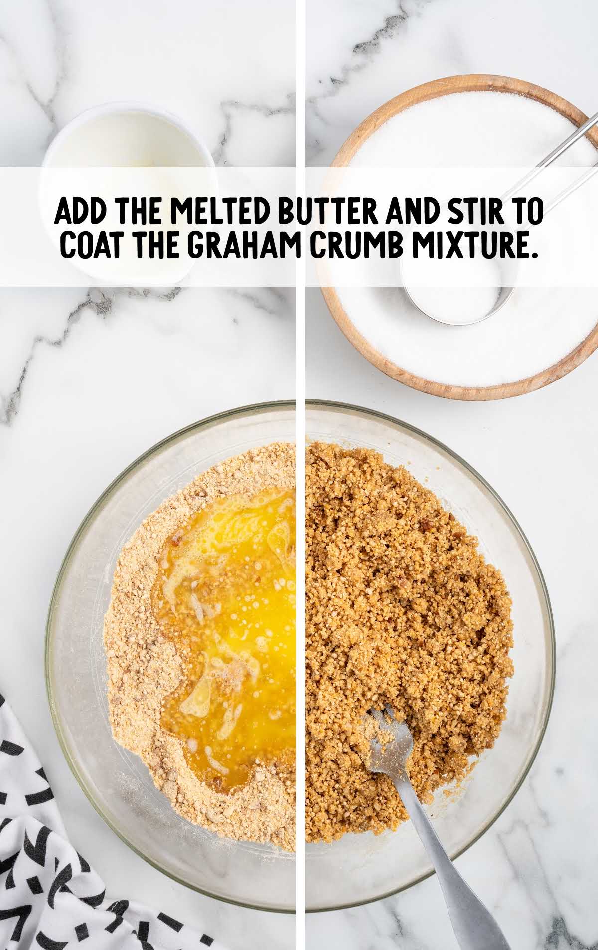melted butter added to the graham crumbs mixture