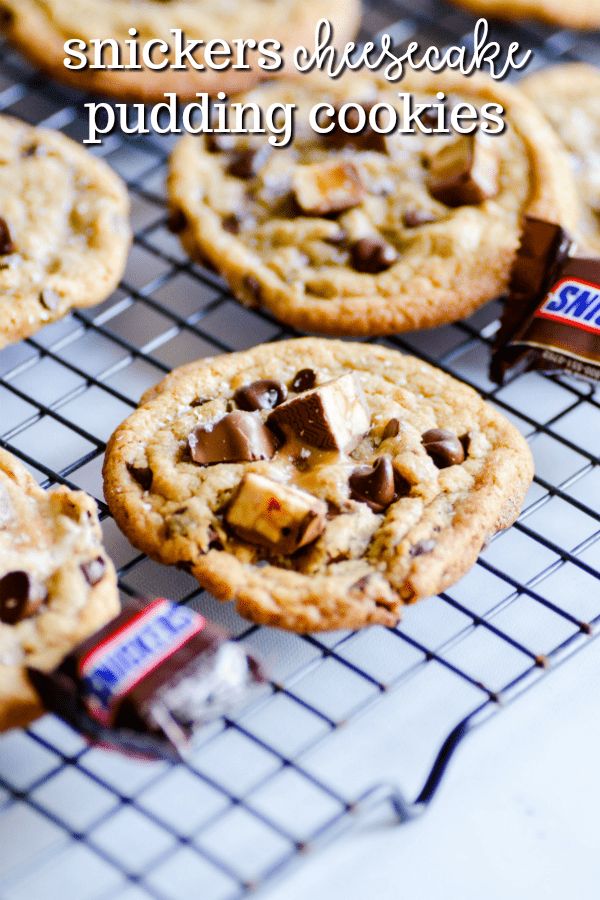Snickers Cheesecake Pudding Cookies