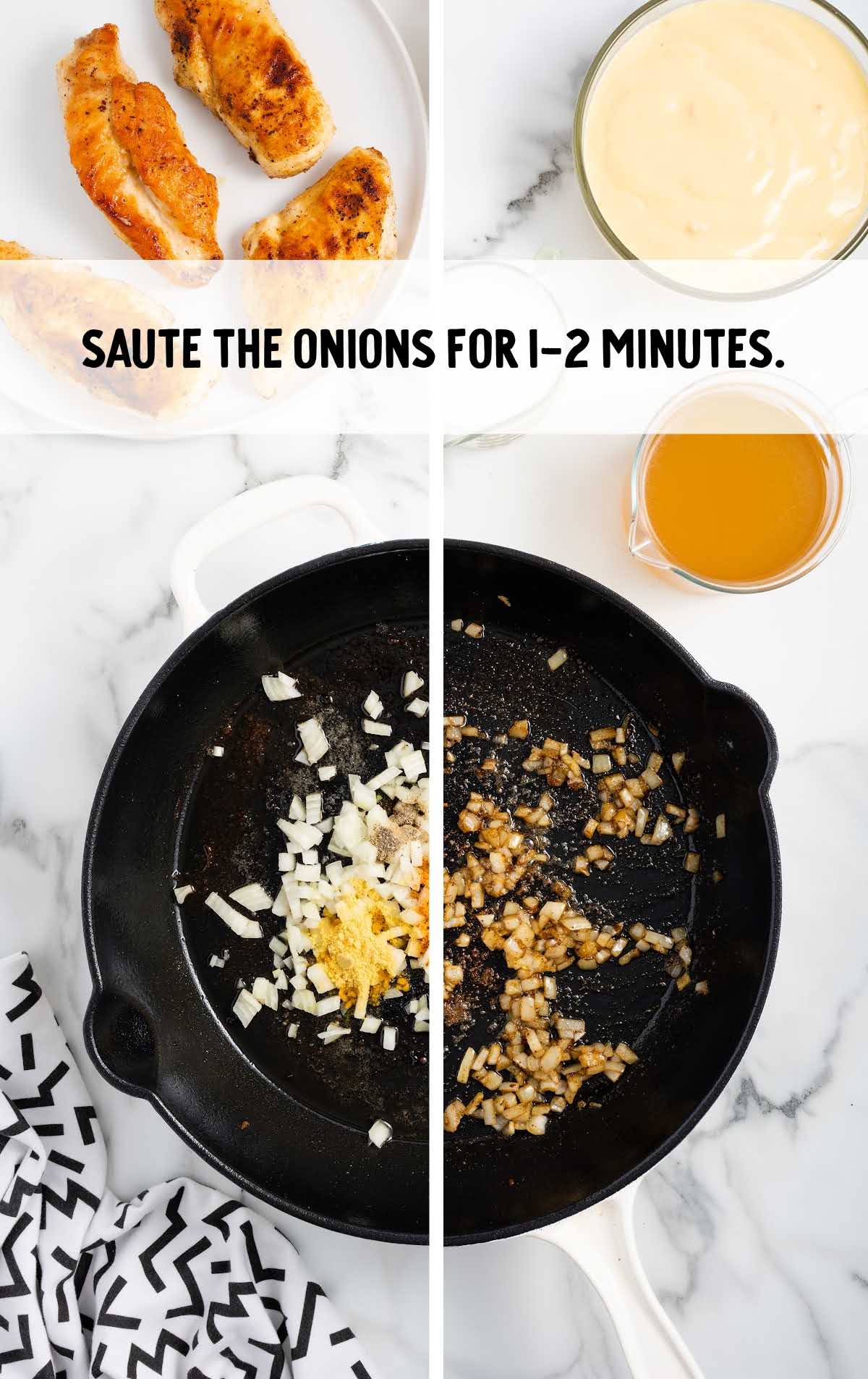 onions sautéd for 1 to 2 minutes