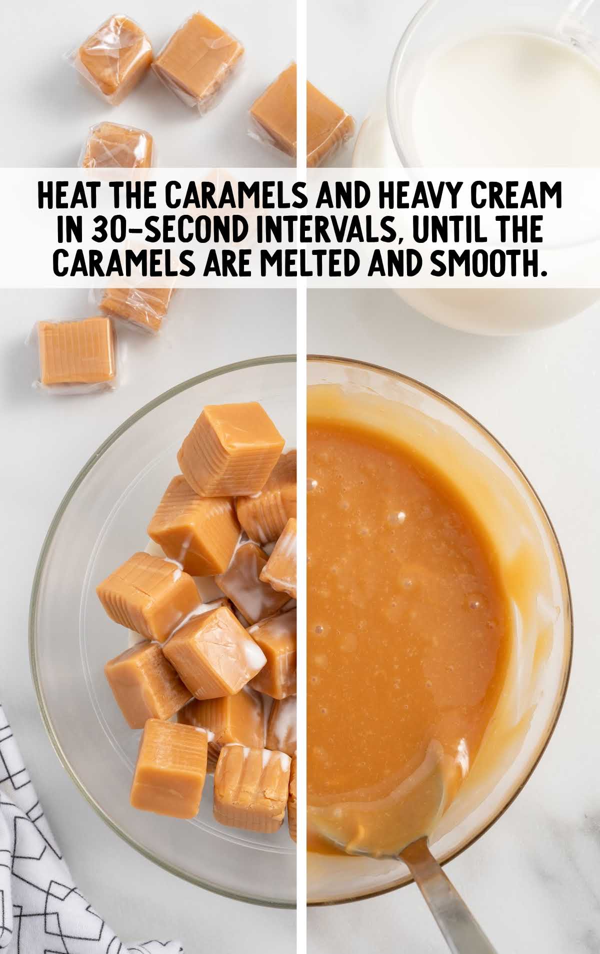 caramel and heavy cream melted together in a bowl