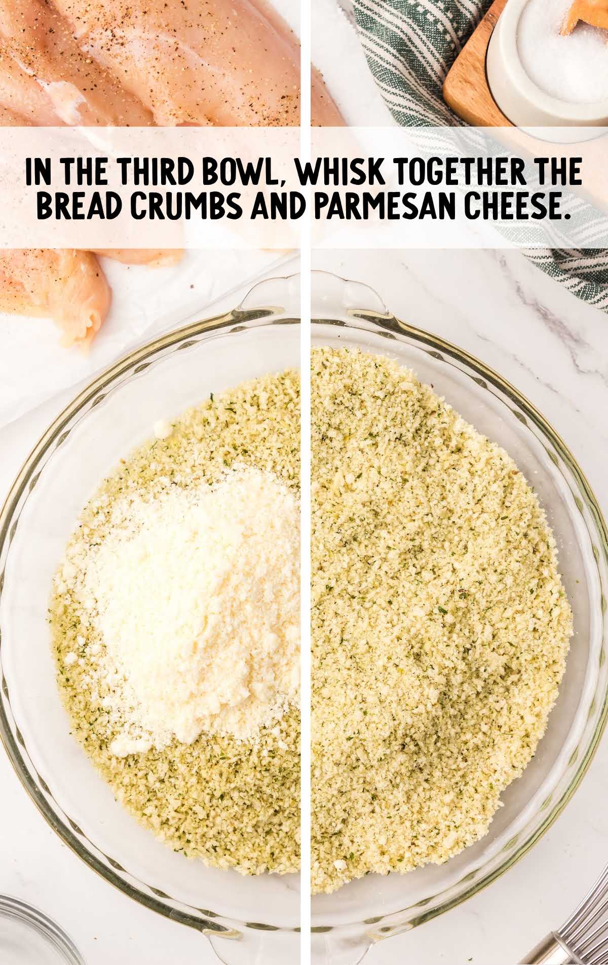 breadcrumbs and parmesan cheese combined in a bowl