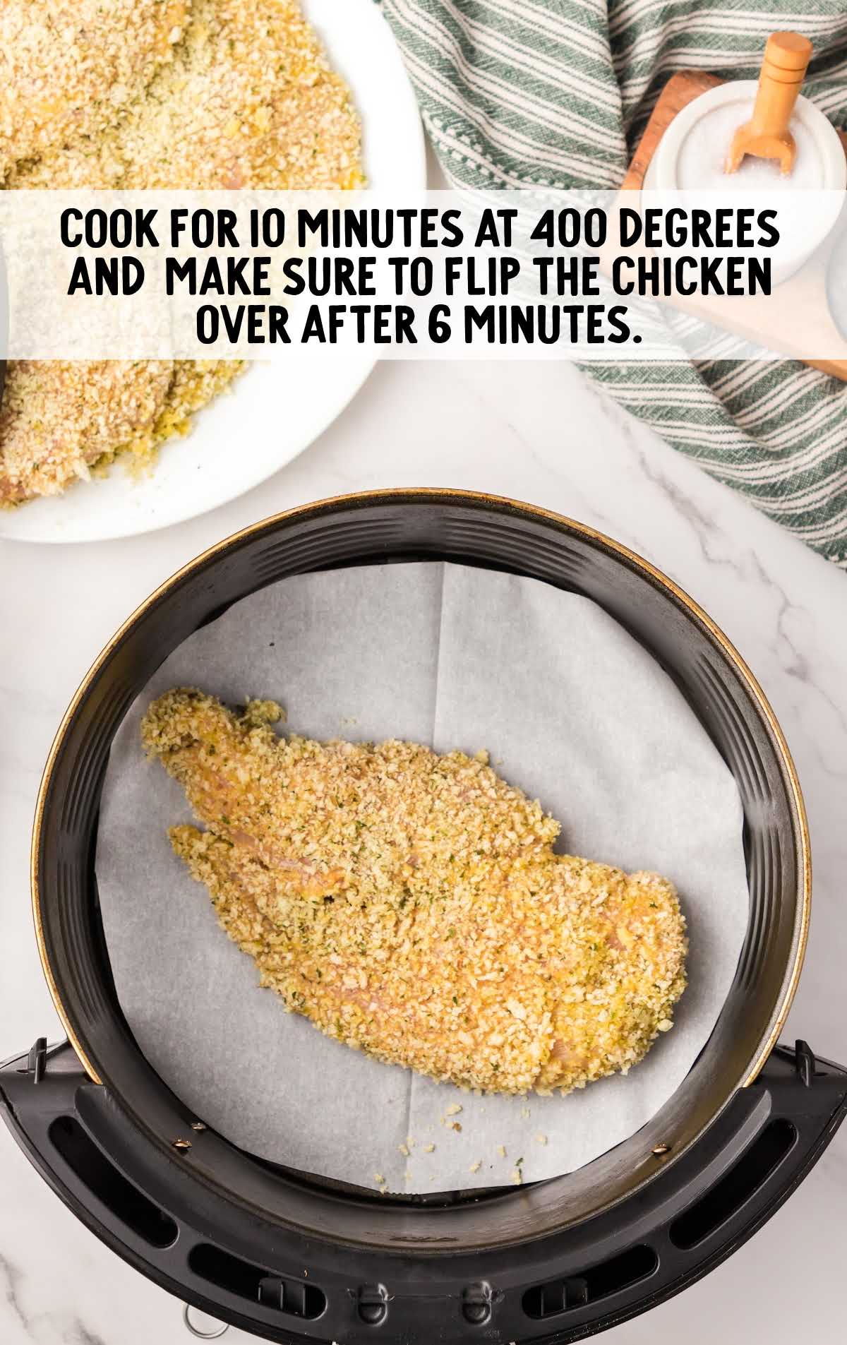 chicken cooked for 6 minutes in an air fryer