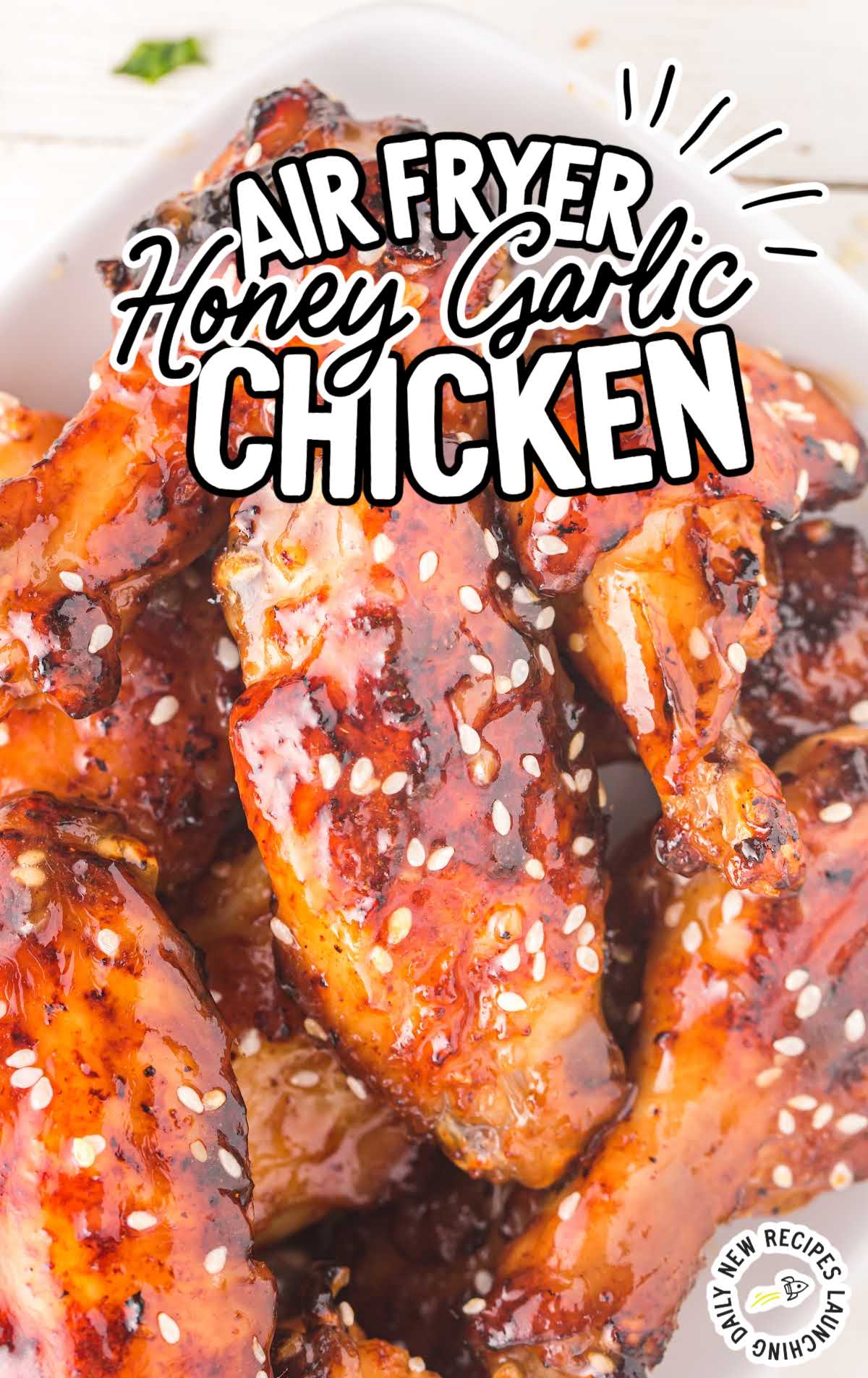 close up shot of Air Fryer Honey Garlic Chicken
