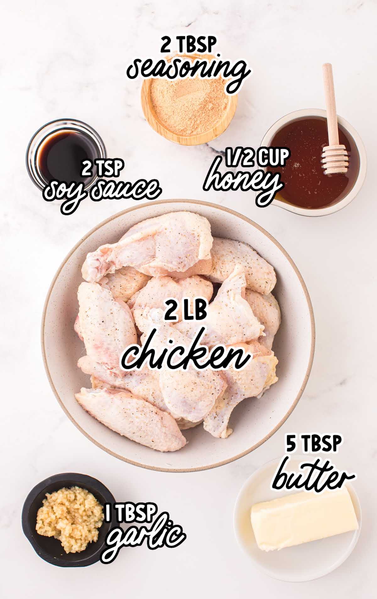 Air Fryer Honey Garlic Chicken raw ingredients that are labeled