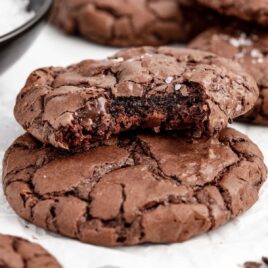 close upshot of Brownie Cookies with one having a bite taken out of it