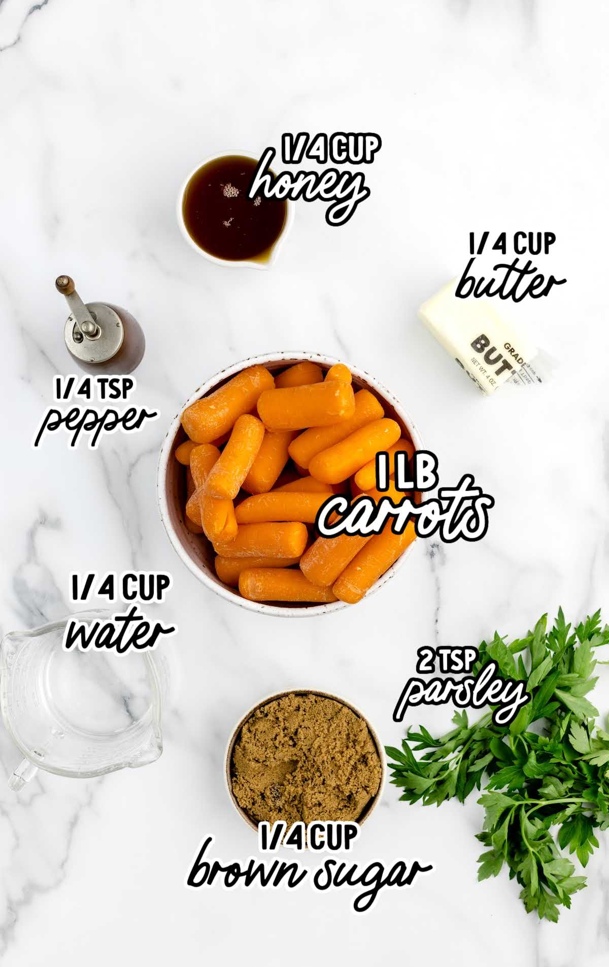 Candied Carrots raw ingredients that are labeled
