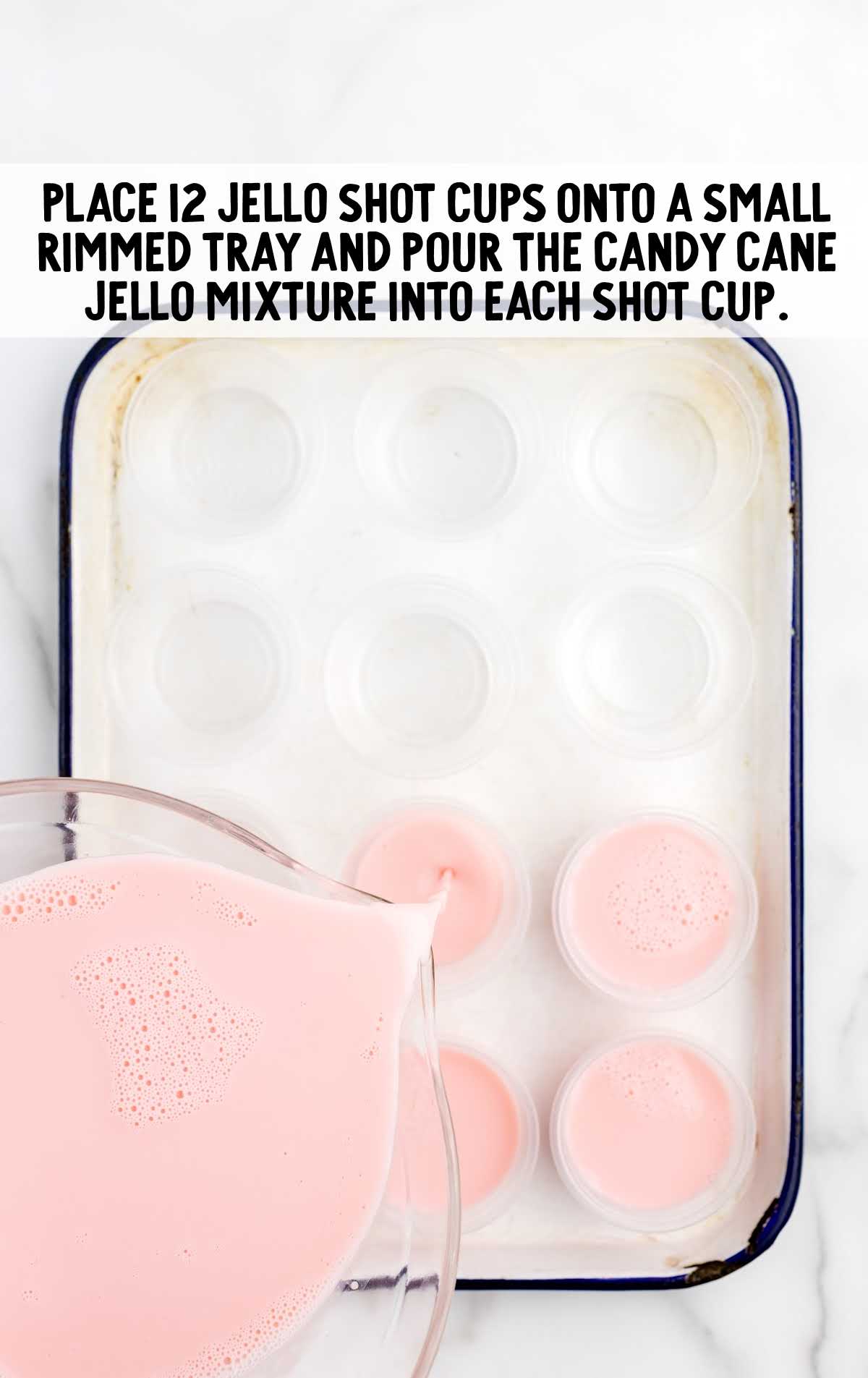jello mixture placed in shot cups