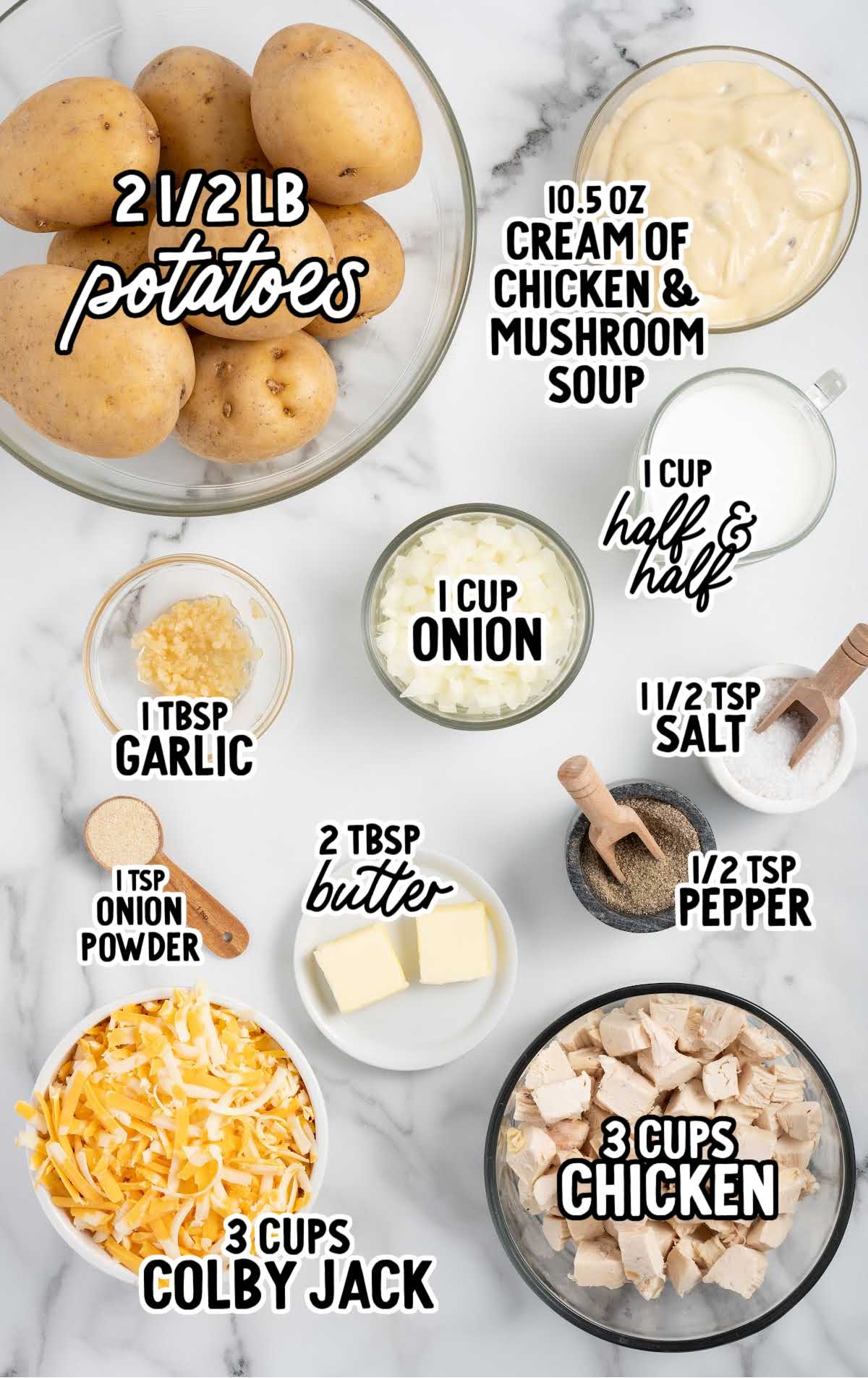 Chicken Potato Casserole raw ingredients that are labeled