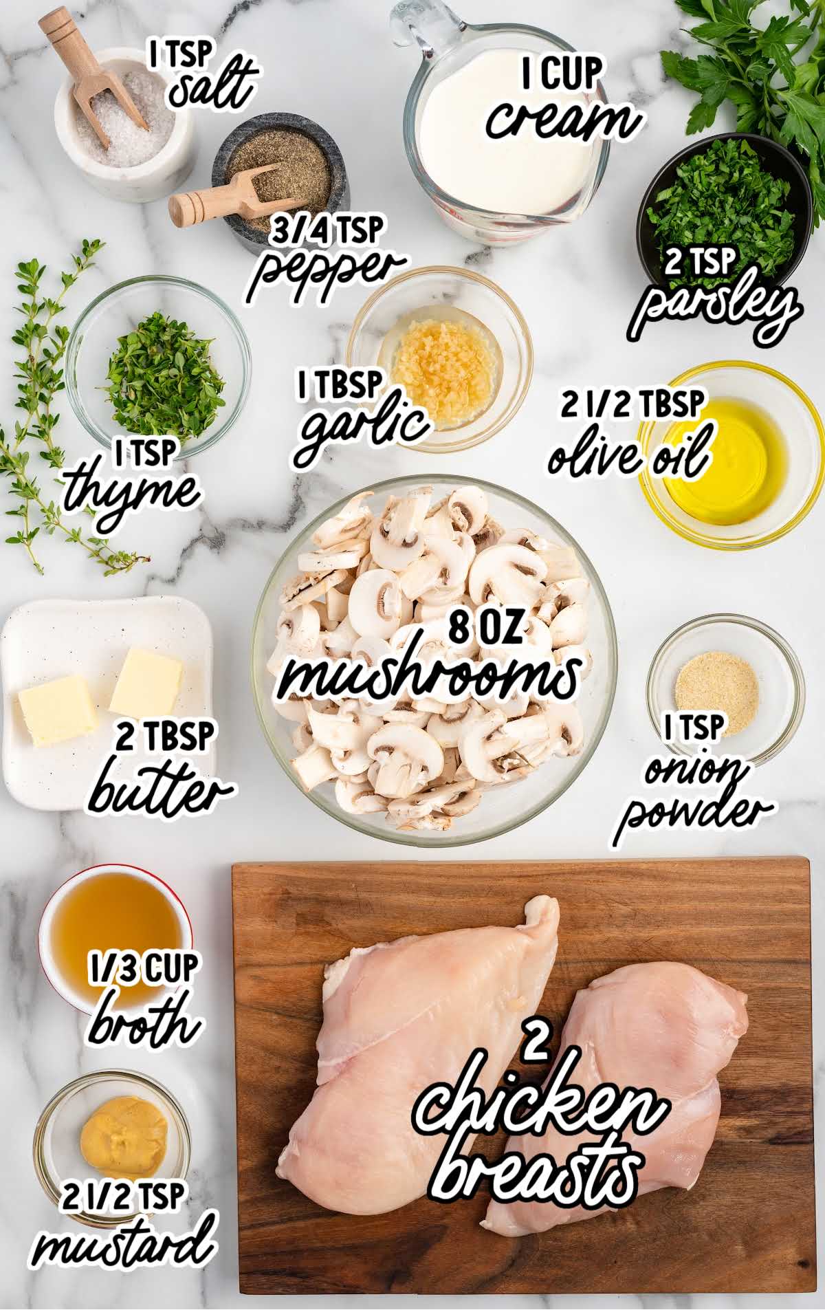 Cream Of Mushroom Chicken raw ingredients that are labeled