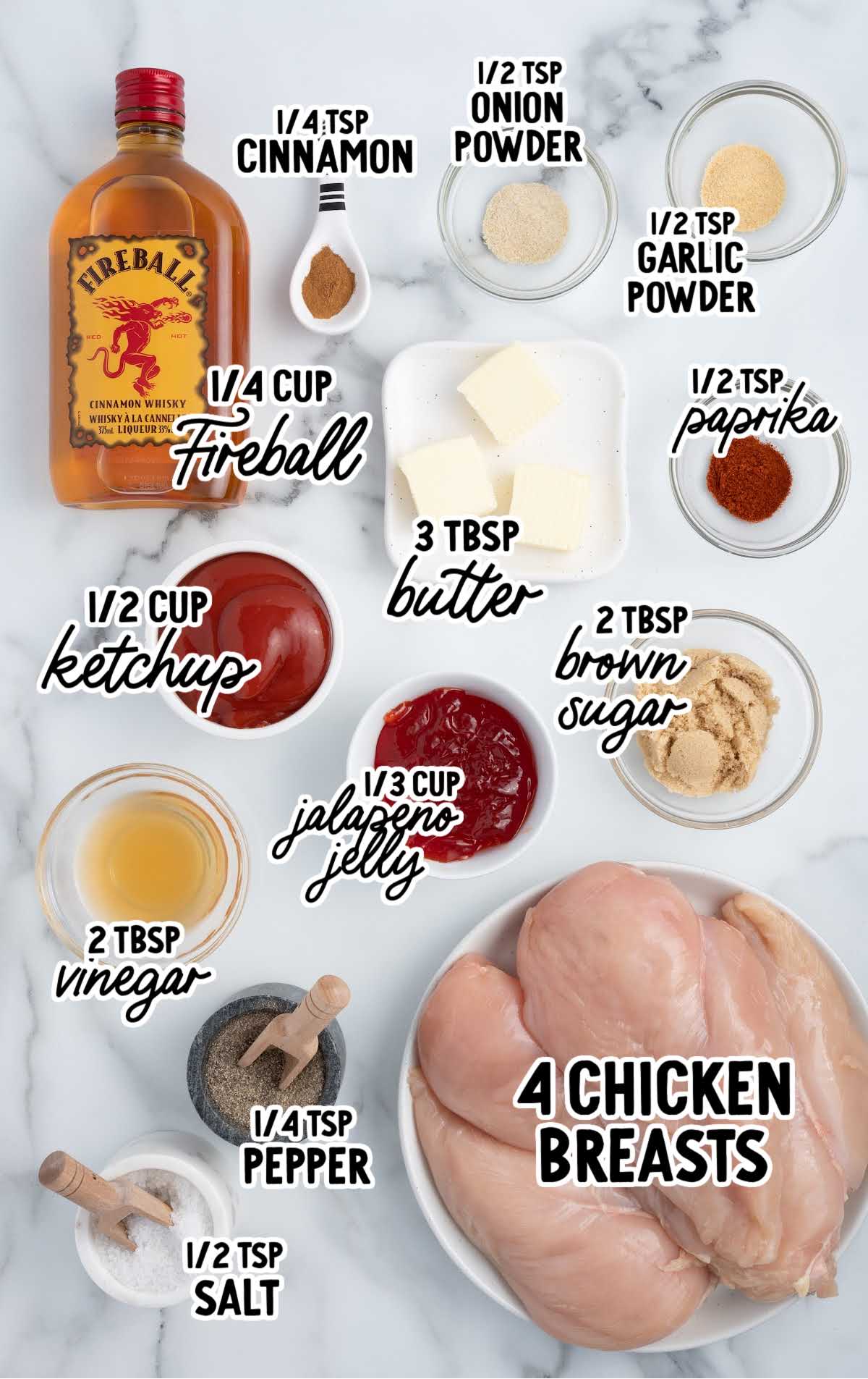 Fireball Chicken raw ingredients that are labeled