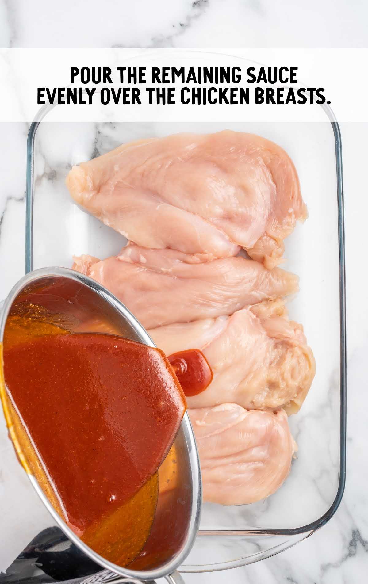 sauce poured over the chicken