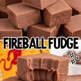 a close up shot of Fireball Fudge stacked on top of each other with one having a bite taken out of it