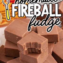 a close up shot of Fireball Fudge stacked on top of each other with one having a bite taken out of it