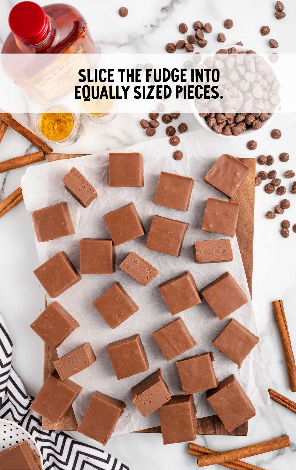 fudge sliced into equal sizes