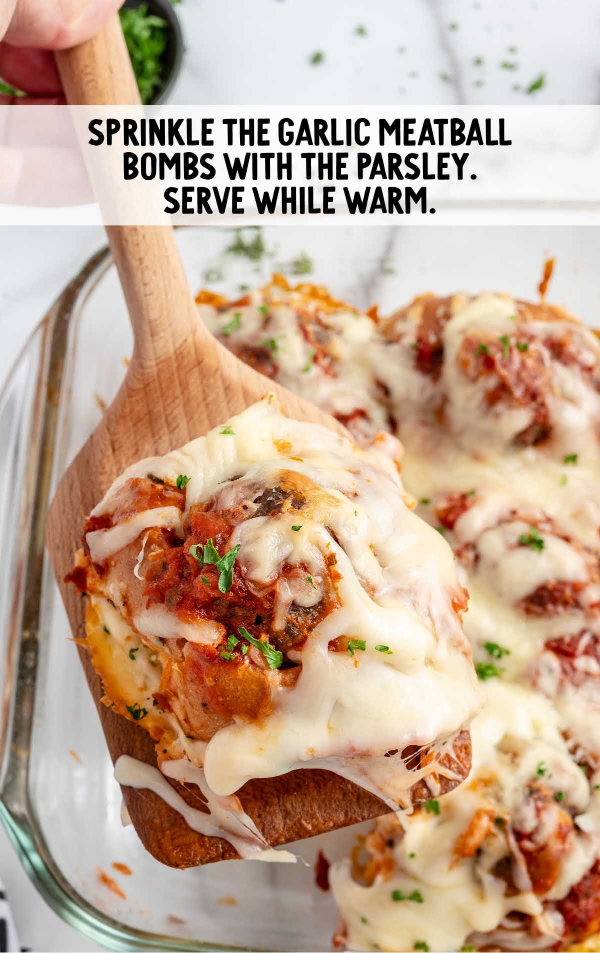 Garlic Bread Meatballs sprinkled with parsley