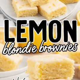 close up shot o fLemon Blondies stacked on top of each other