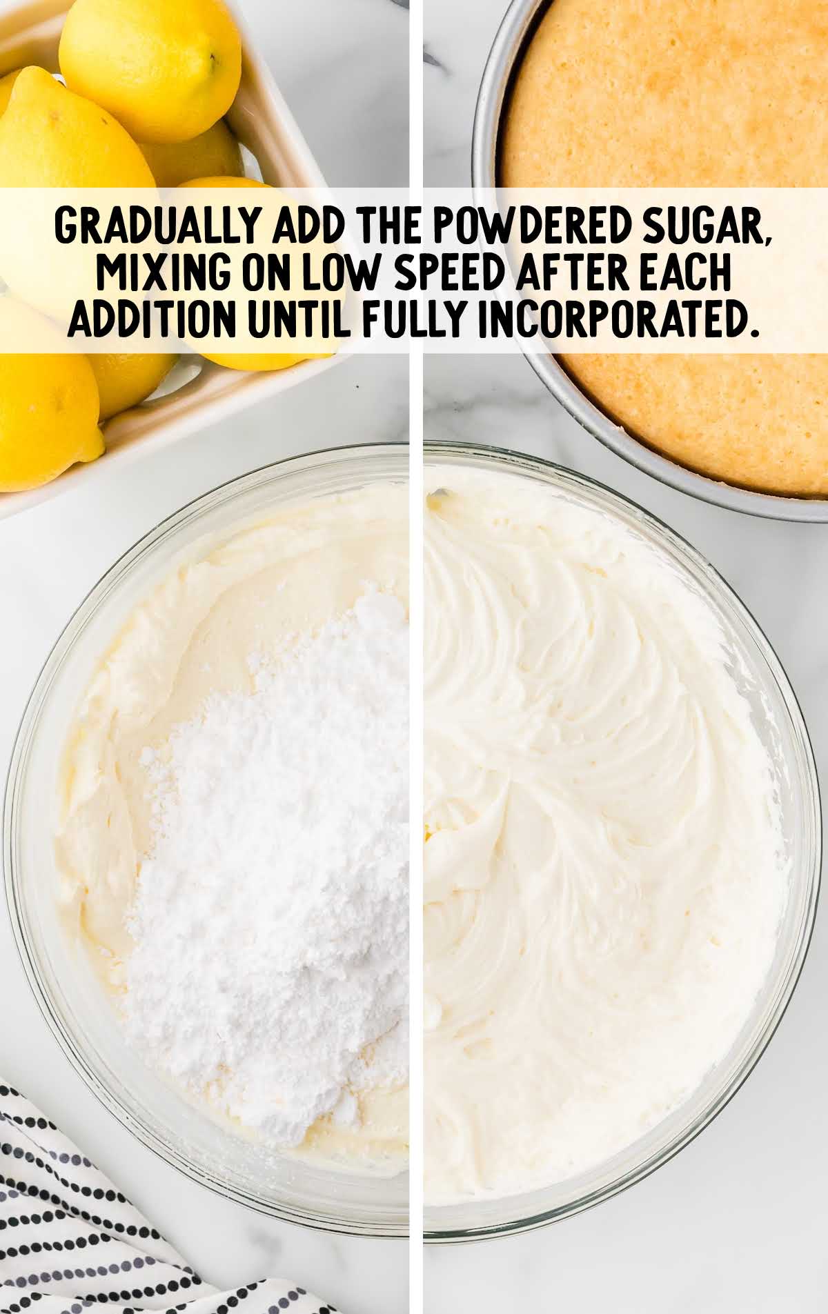 powdered sugar combined with the ingredients in a bowl