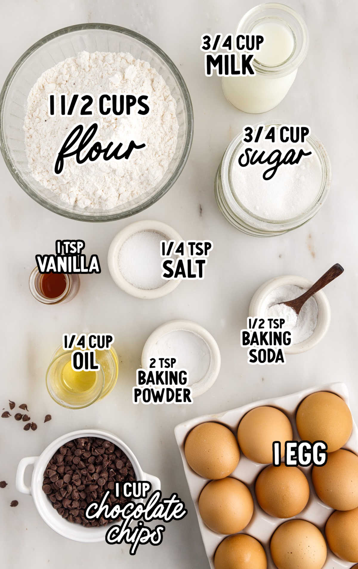 Mini Chocolate Chip Muffins raw ingredients that are labeled